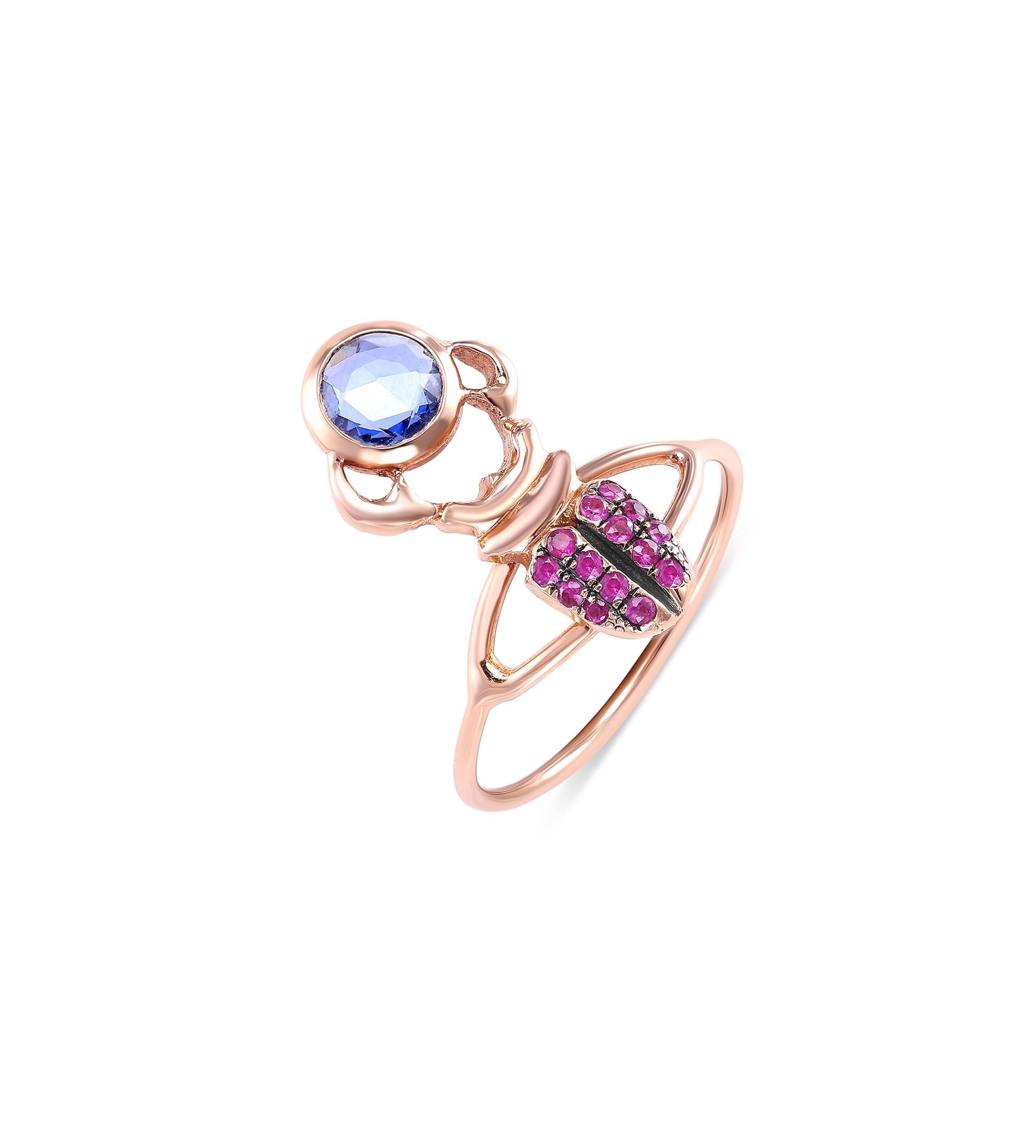 Daniela Villegas Pink & Blue Mini Scarab Beetle Ring - Lyst