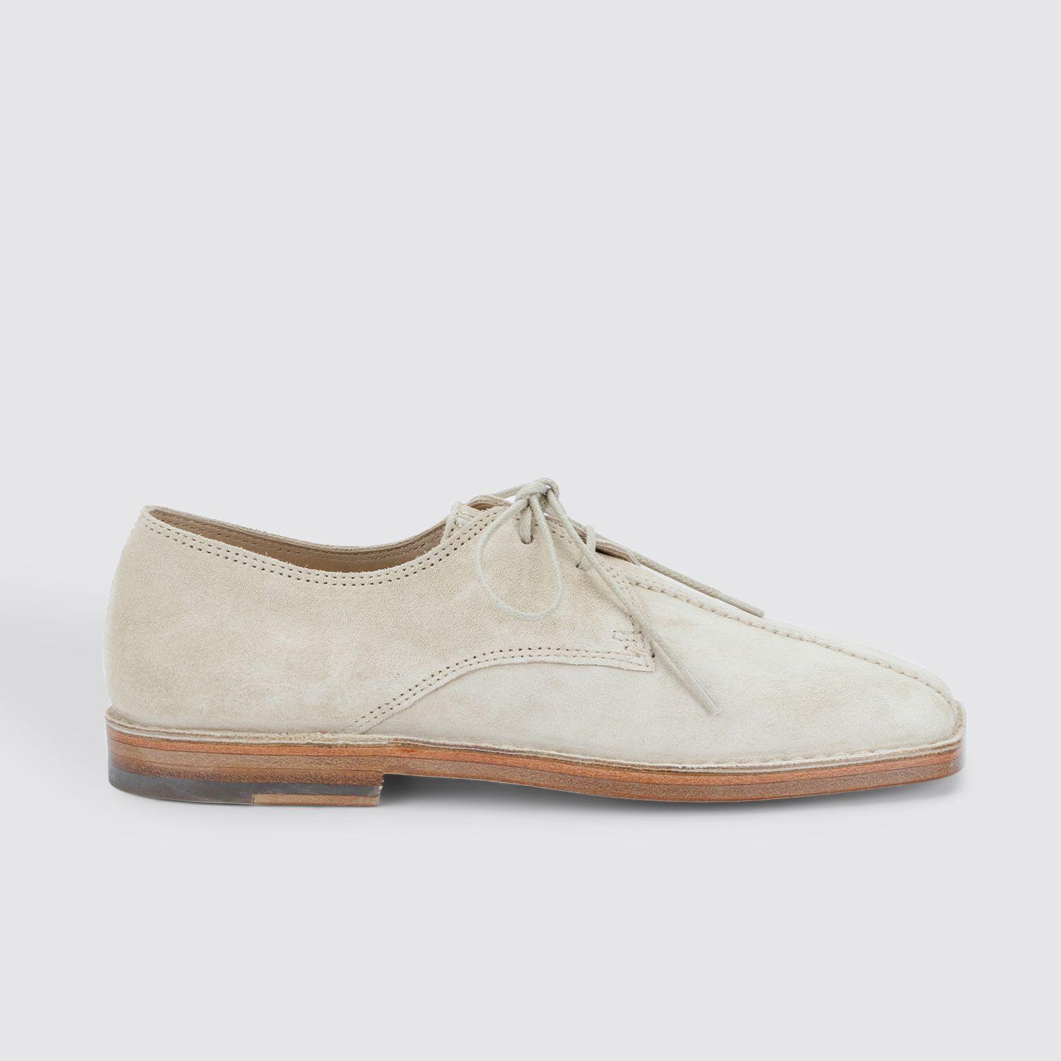 Lemaire Suede Derby Shoes in White | Lyst