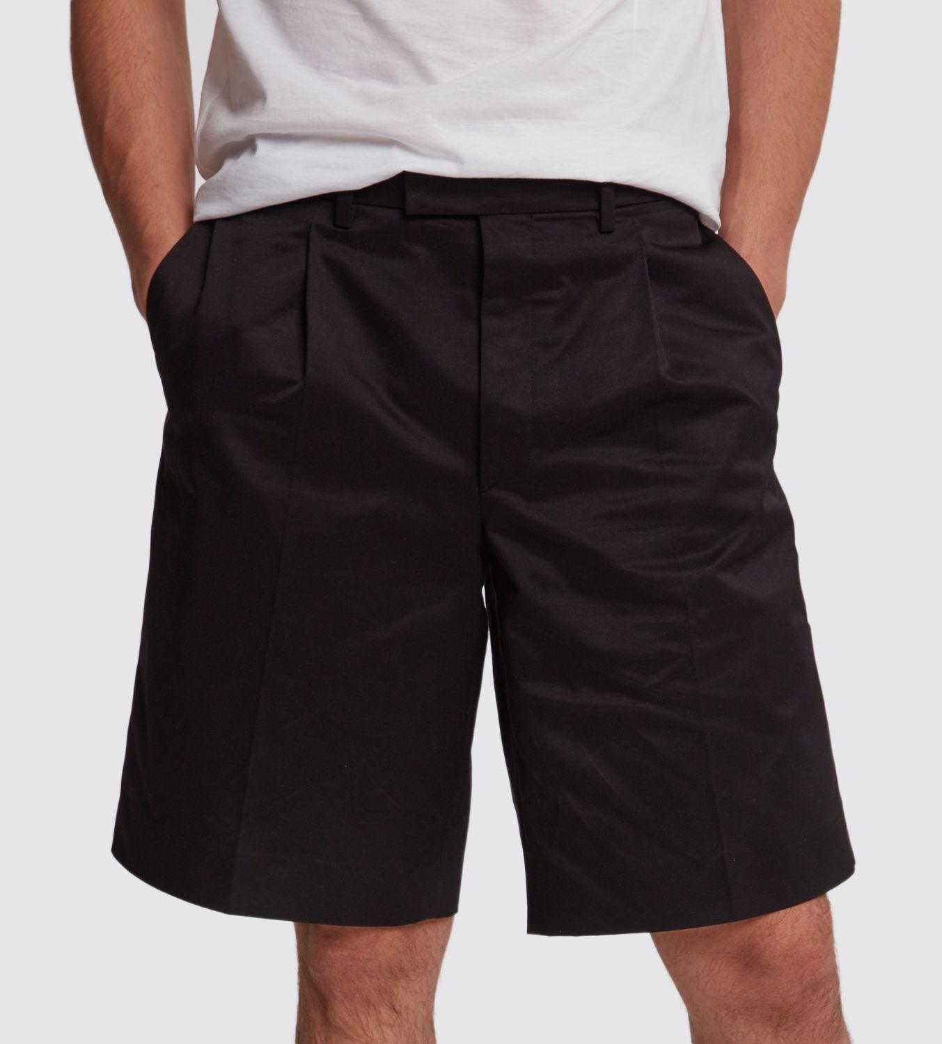 Prada Cotton Pleated Shorts In Black 