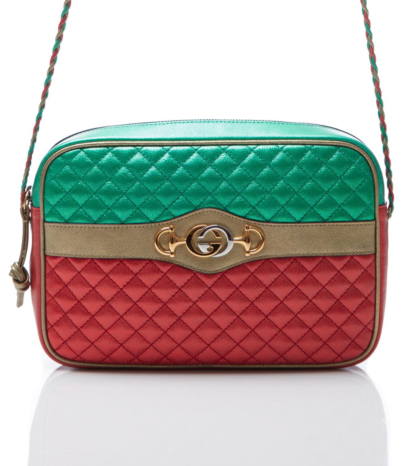 Lyst Gucci Red Green Laminated Quilted Handbag In Gucci Women S Red Green Laminated Quilted Handbag