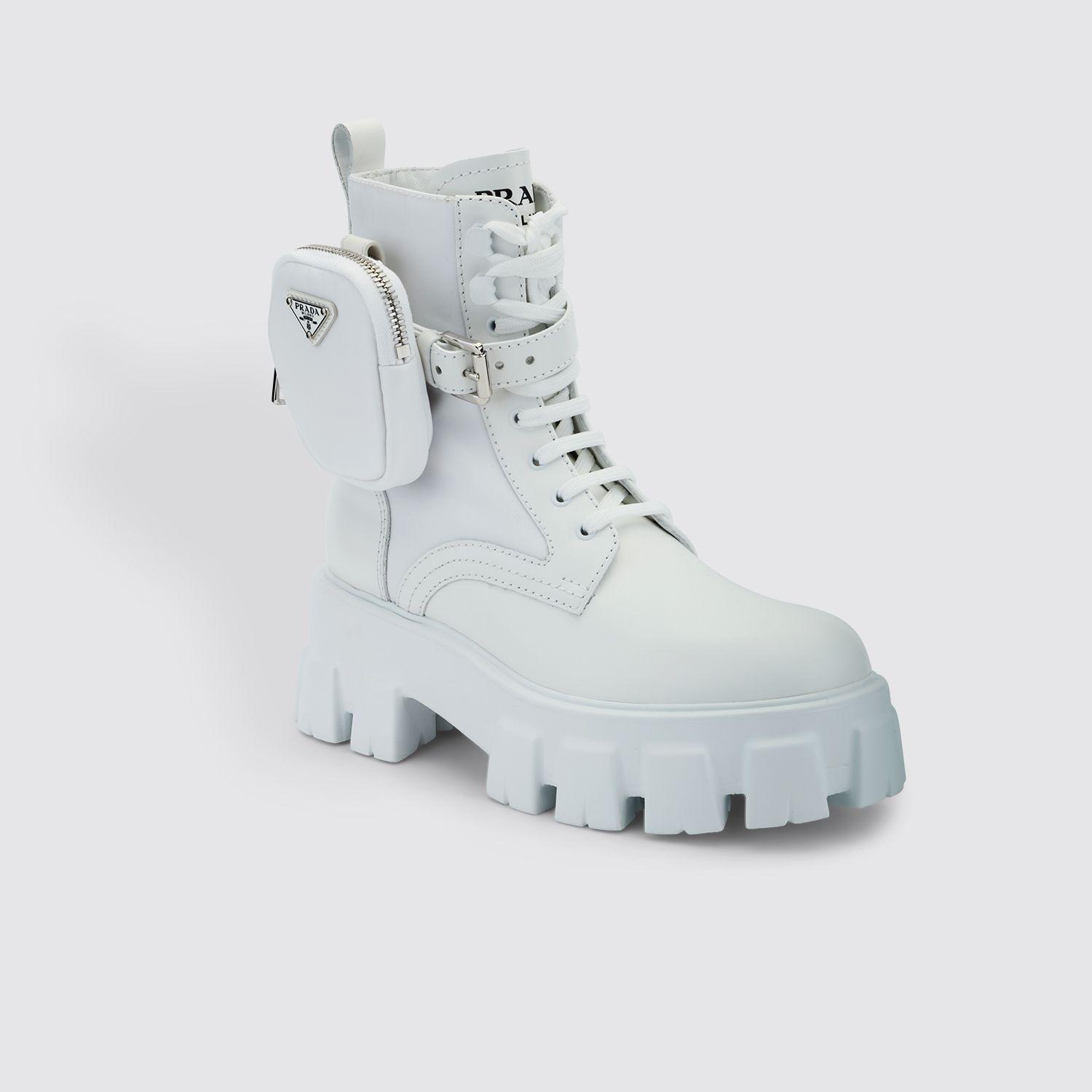 Prada White Monolith Boots | Lyst