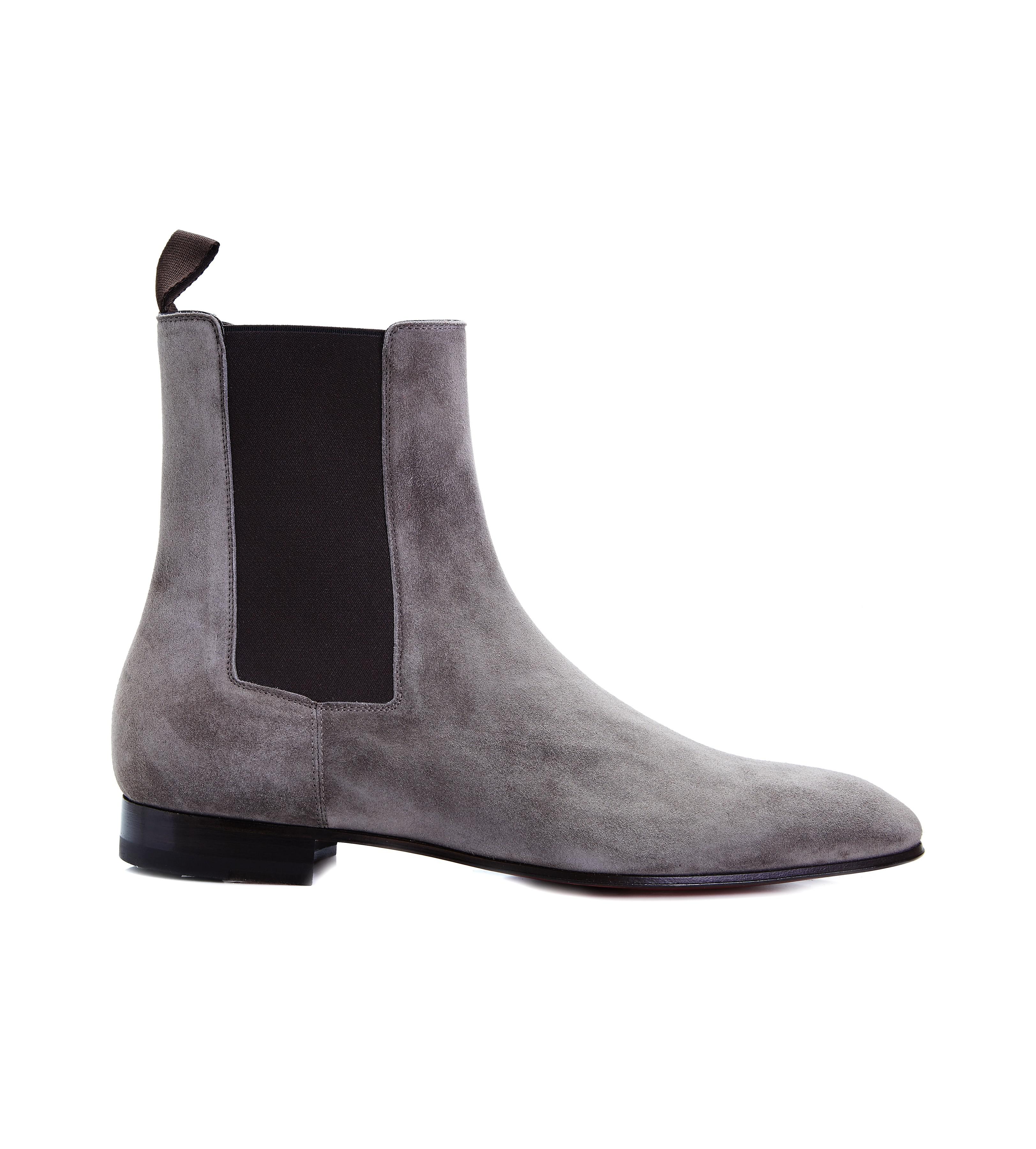 louboutin grey suede boots