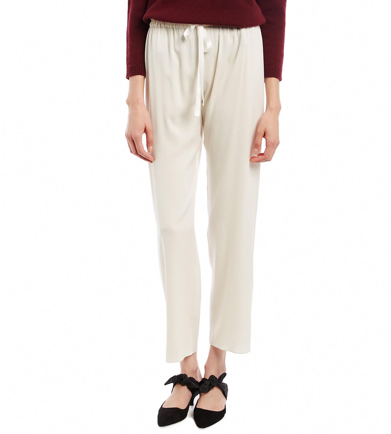 off white silk pants