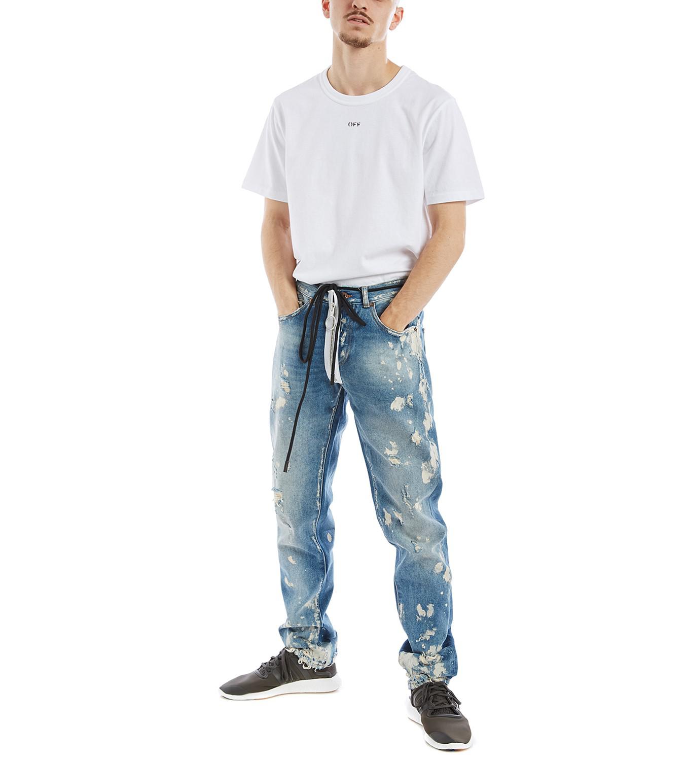 off white diagonal jeans