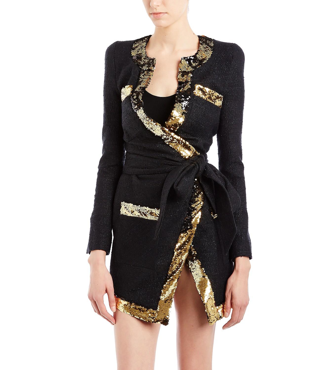 black dress with gold sequins