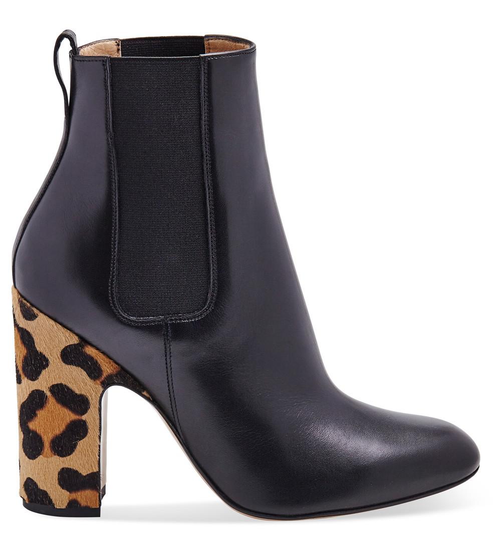 black boots with leopard print heel