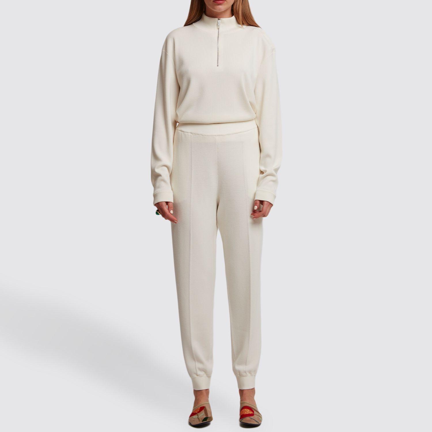 The Row Wool Mailu White Elastic Cuff Pants Lyst
