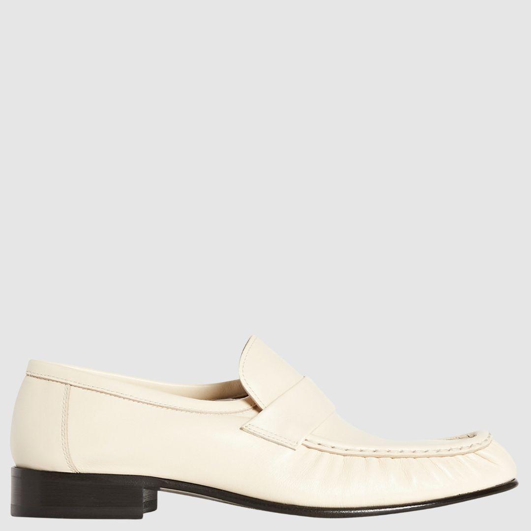 The Row Soft Loafers In Cream in Natural Lyst