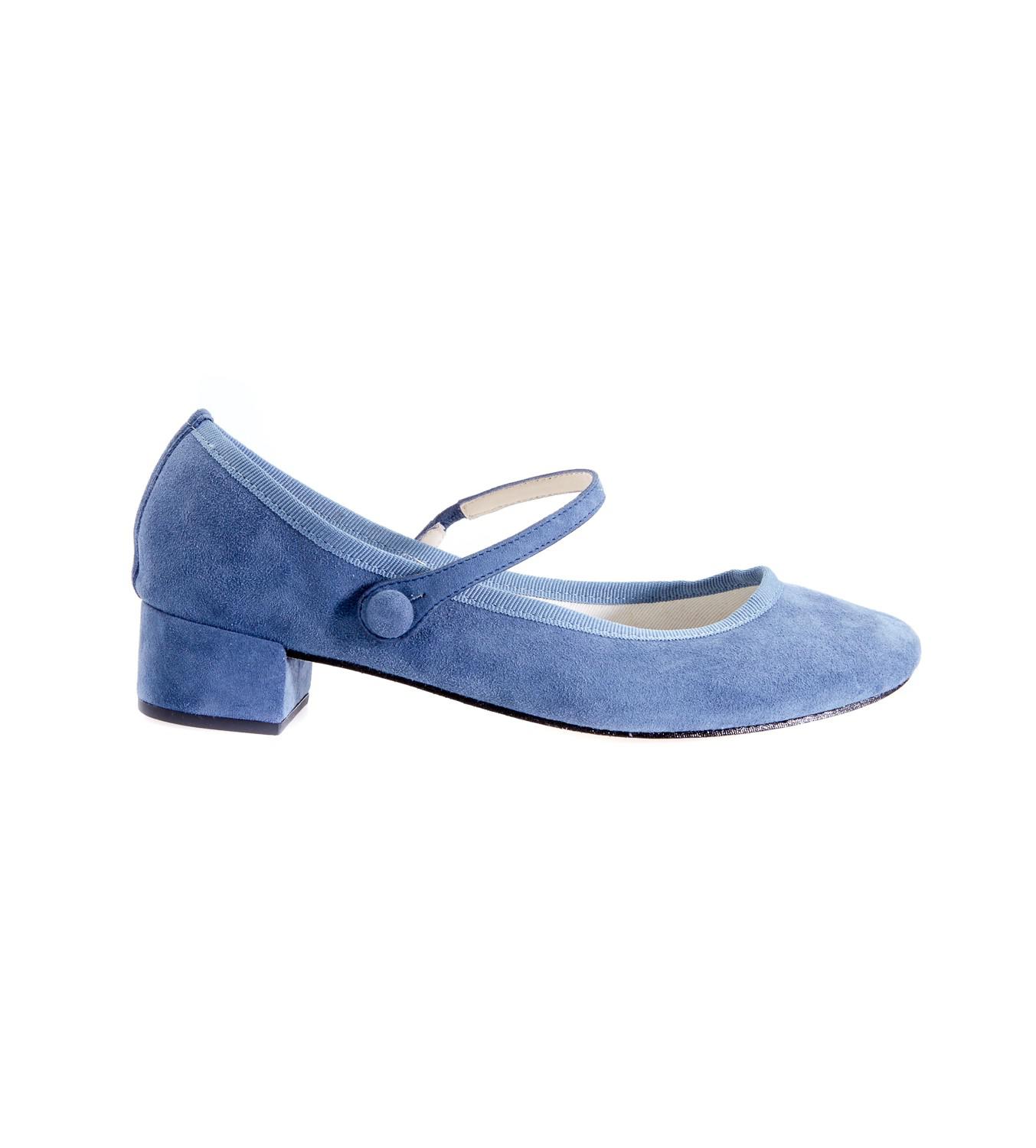 blue suede mary janes