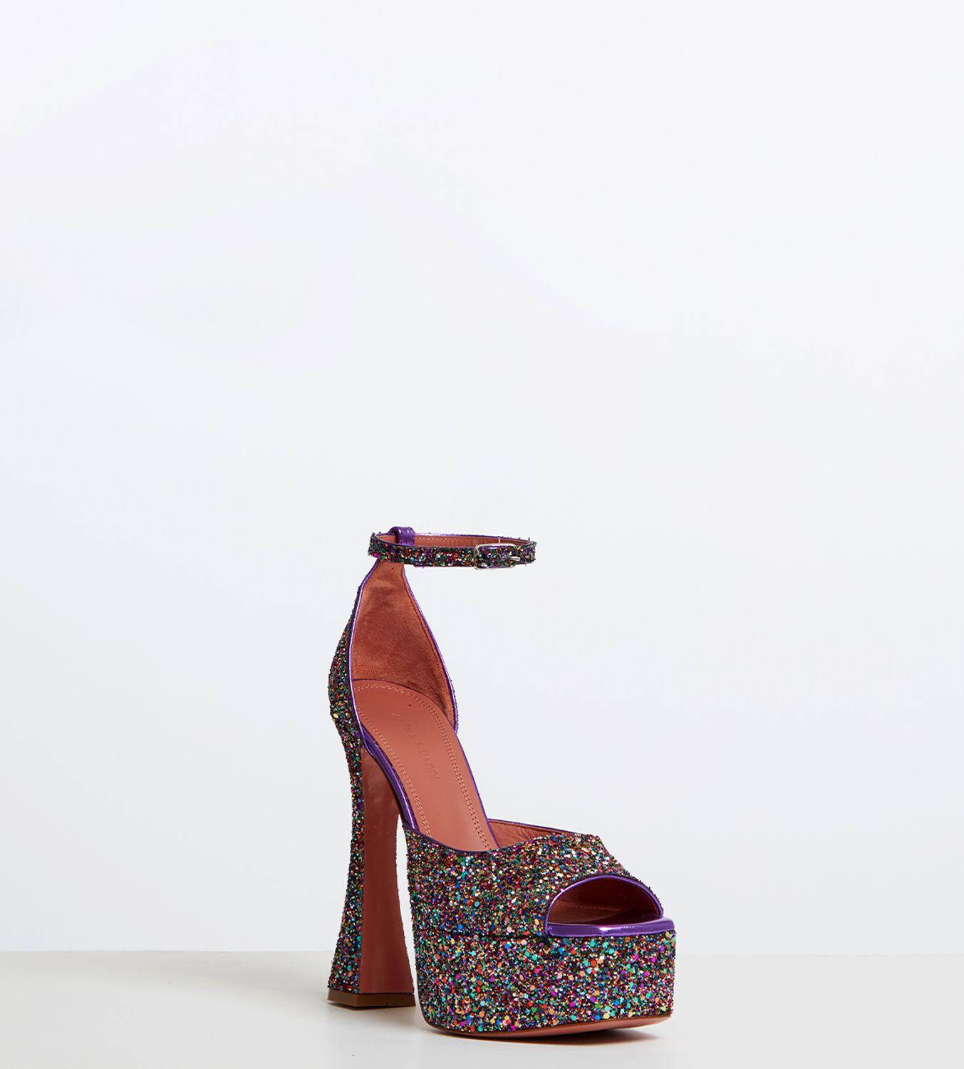 AMINA MUADDI Bianca Glitter Platform Heels | Lyst