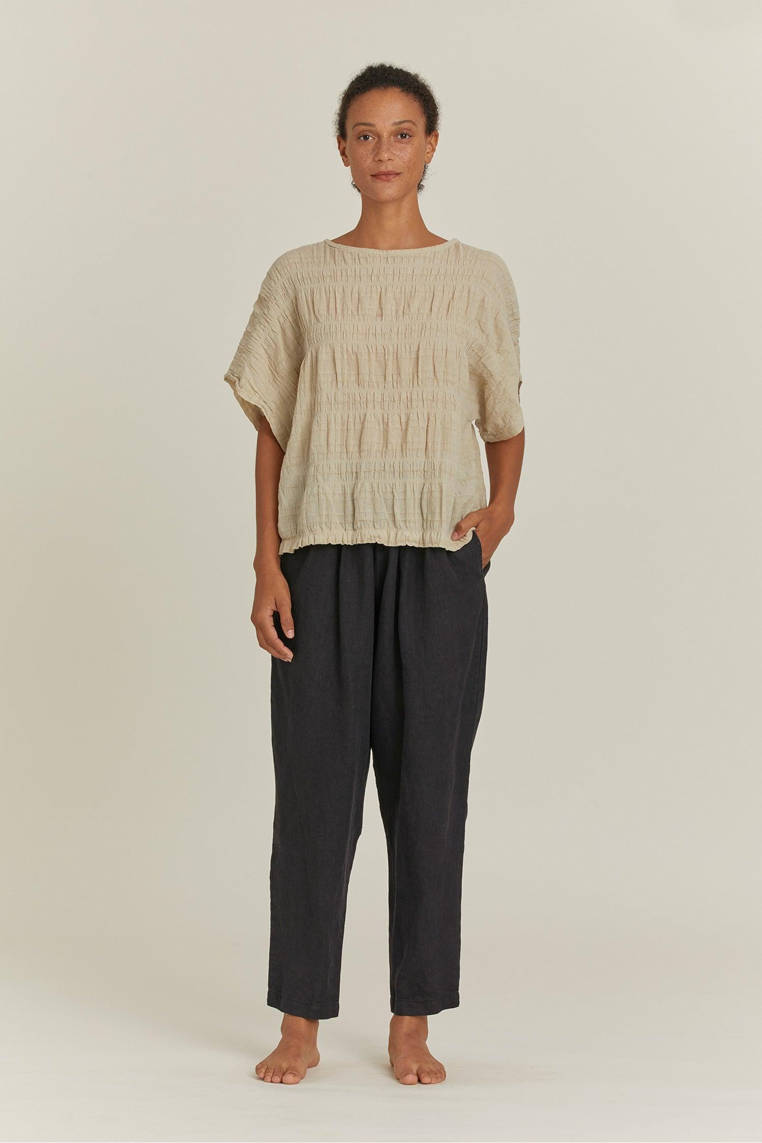 Black Crane Linen Carpenter Pants Black 