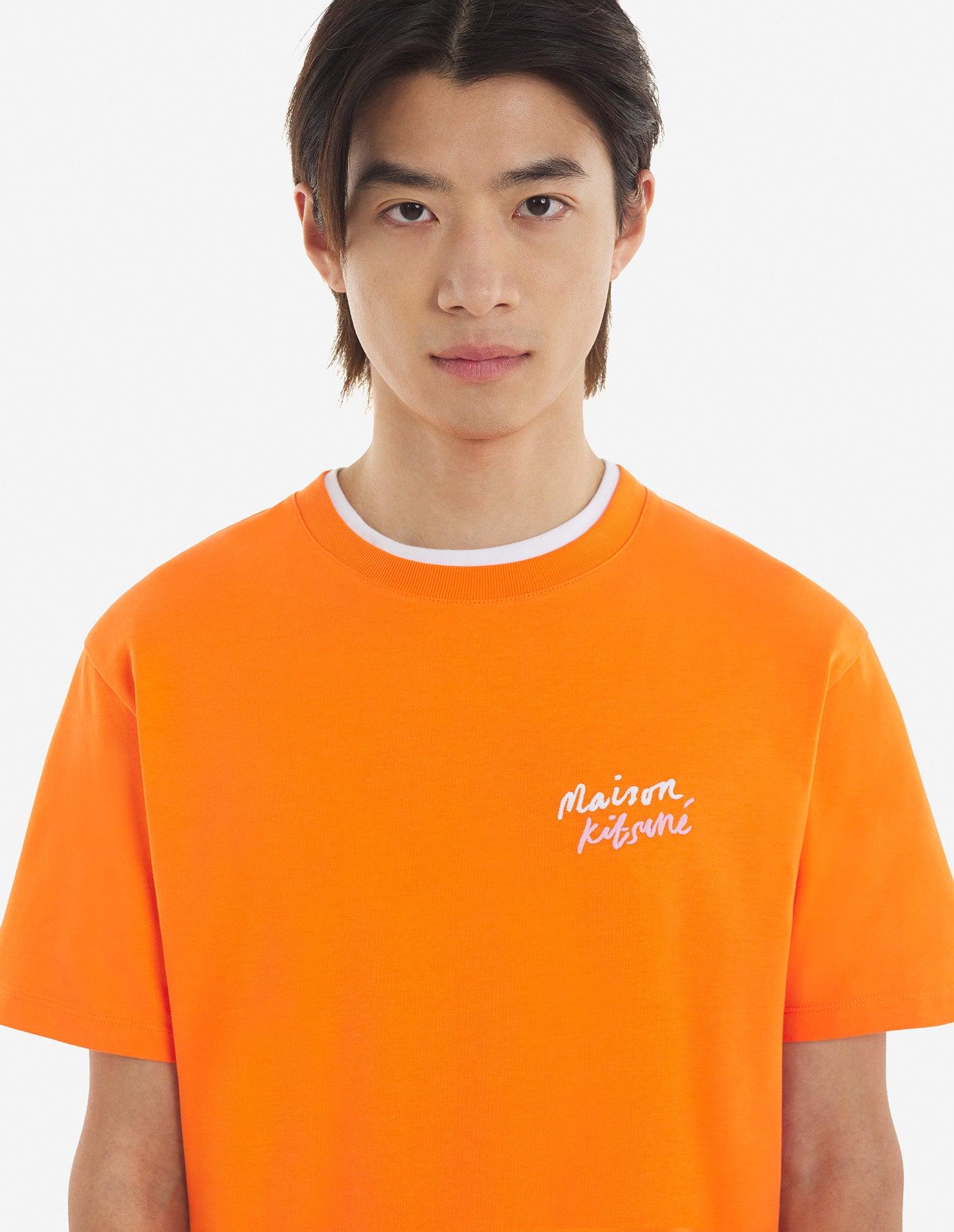 Maison Kitsuné Mini Handwriting Classic Tee-shirt Neon Orange for