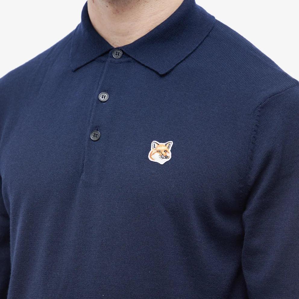 Maison Kitsuné Fox Head Patch Polo Jumper Navy in Blue for Men | Lyst