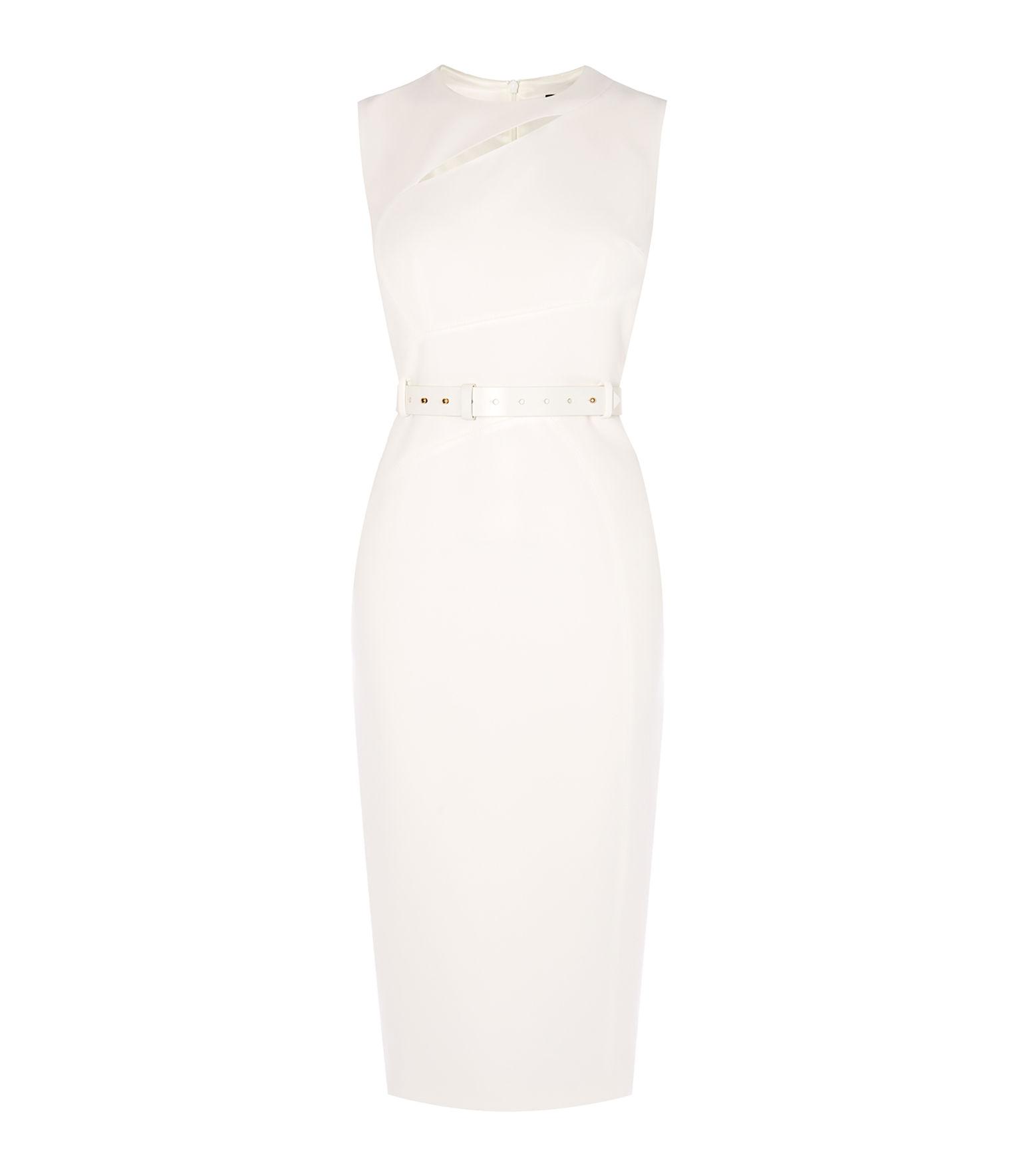 Lyst - Karen Millen Slashed-neckline Dress in White