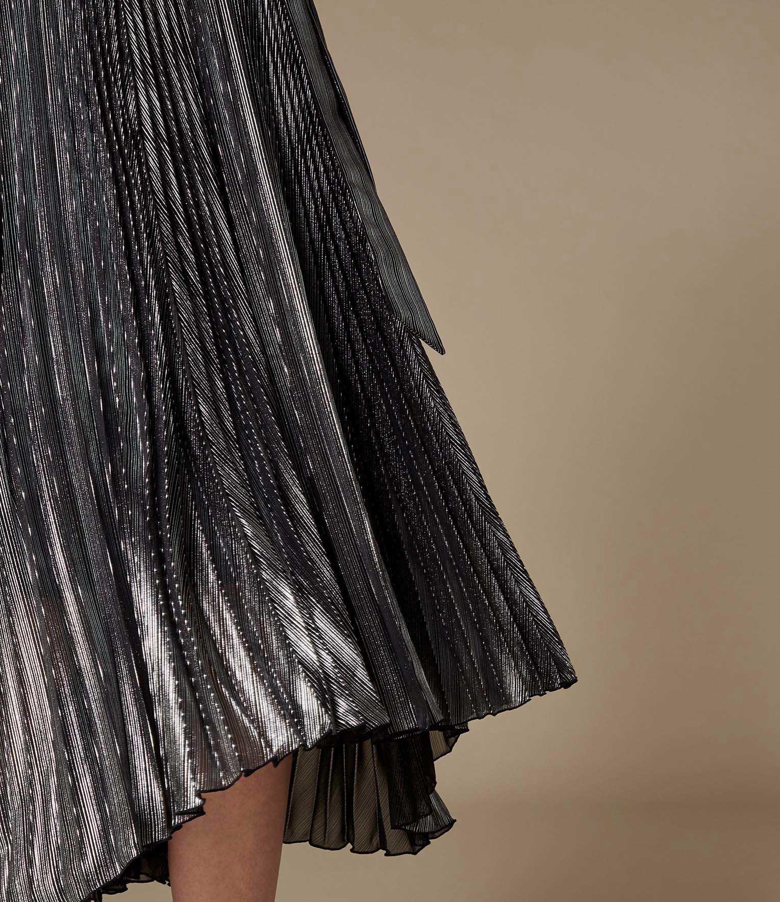 karen millen metallic pleated midi dress