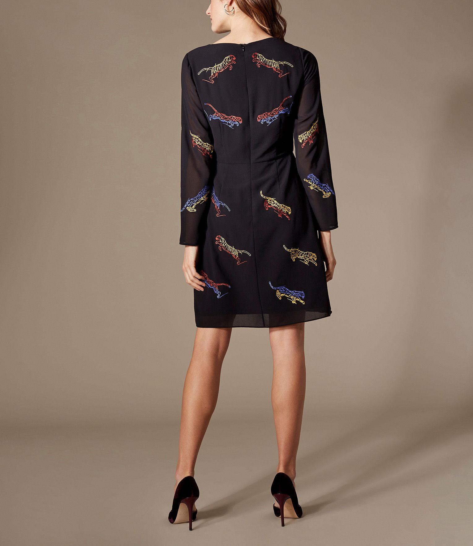 karen millen tiger embroidered dress