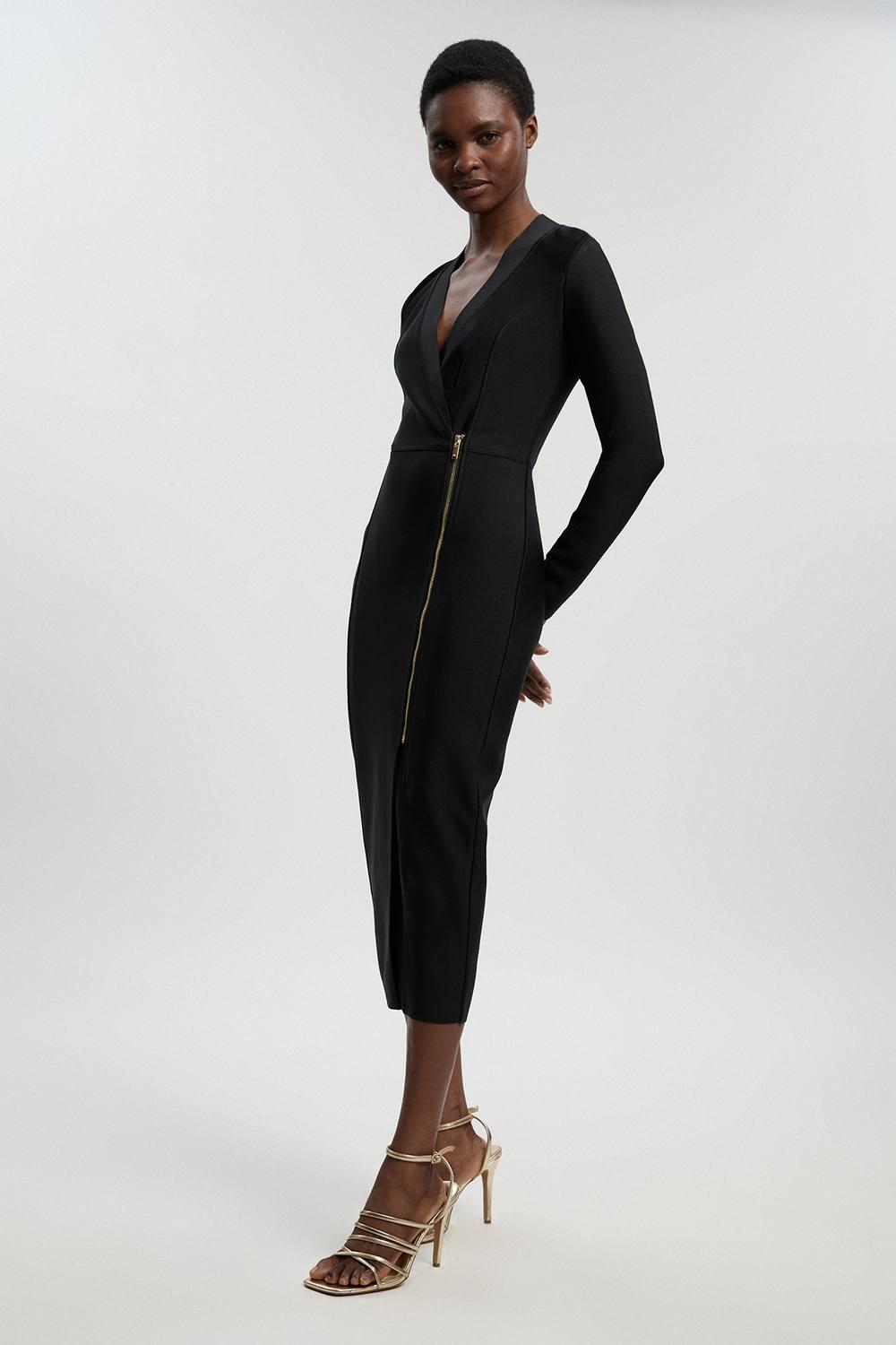 long sleeve bandage dress uk White Amelia Long Sleeve Bandage Dress