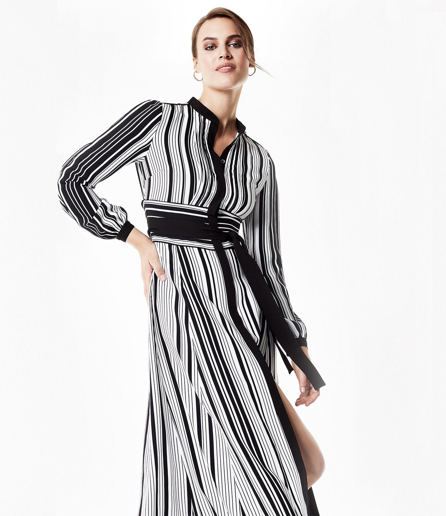karen millen graphic stripe midi dress