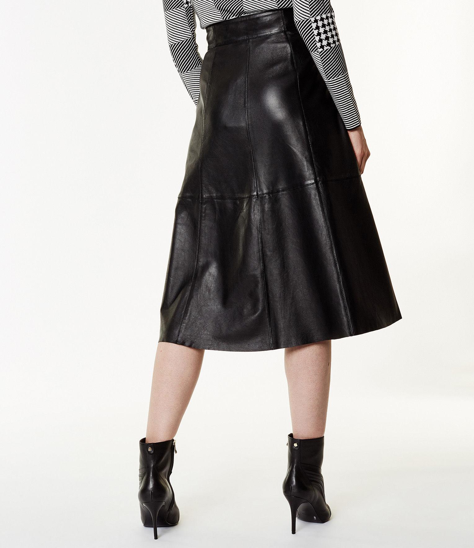 Karen Millen Midi Leather Skirt in Black Lyst