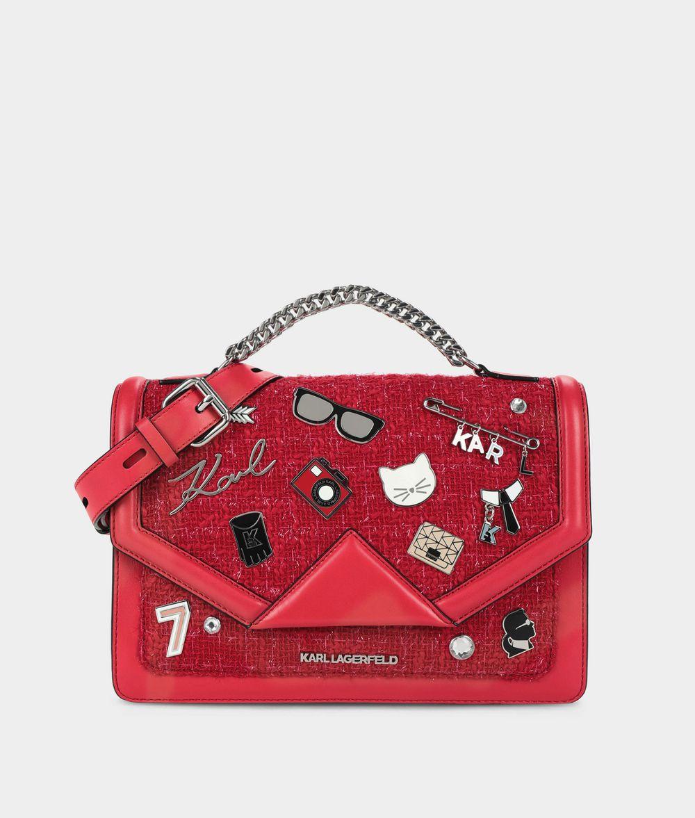 Karl Lagerfeld Leather K/klassik Pins Shoulder Bag in Red Lyst