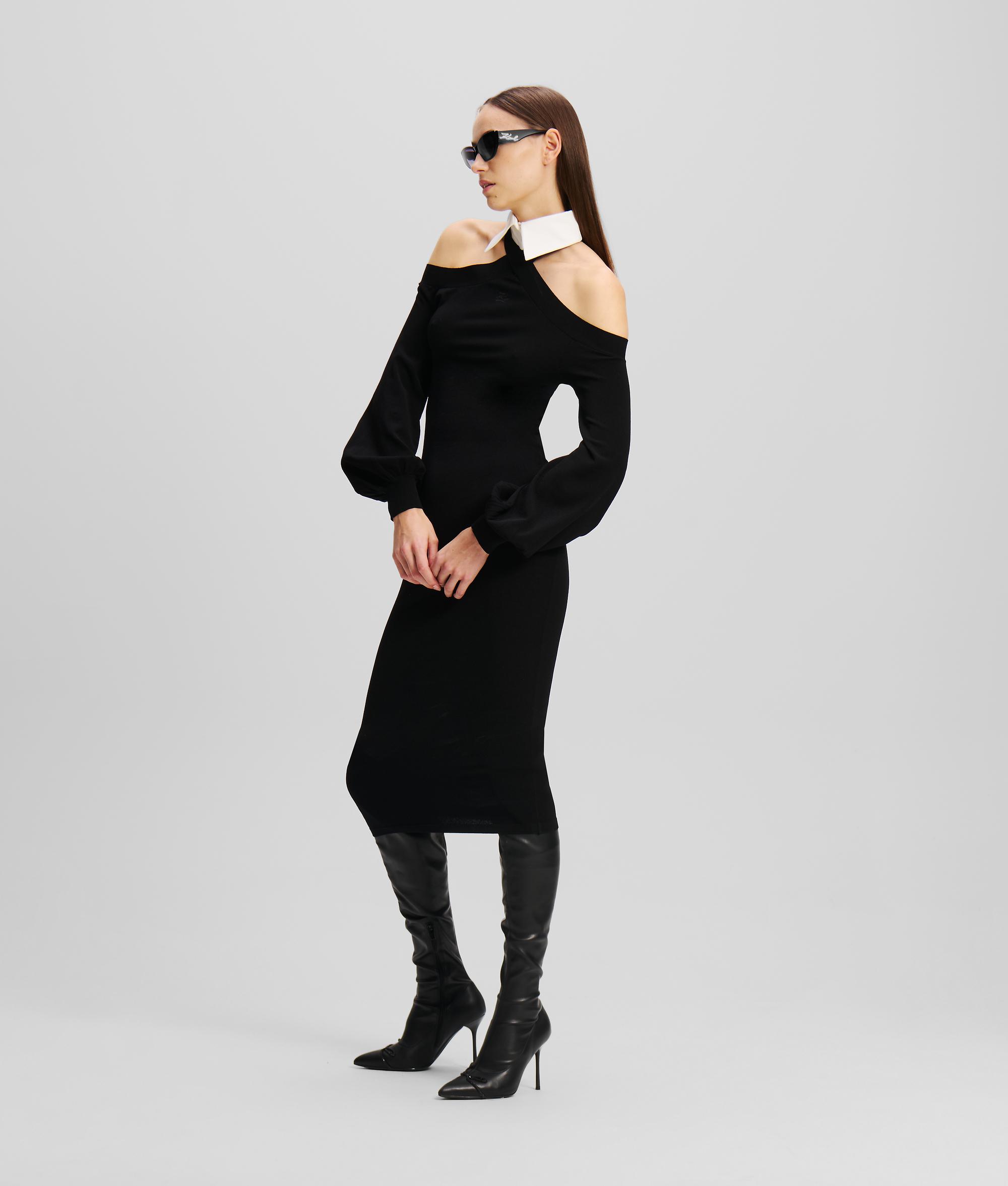 Karl Lagerfeld Cold shoulder Midi Dress in Black Lyst UK