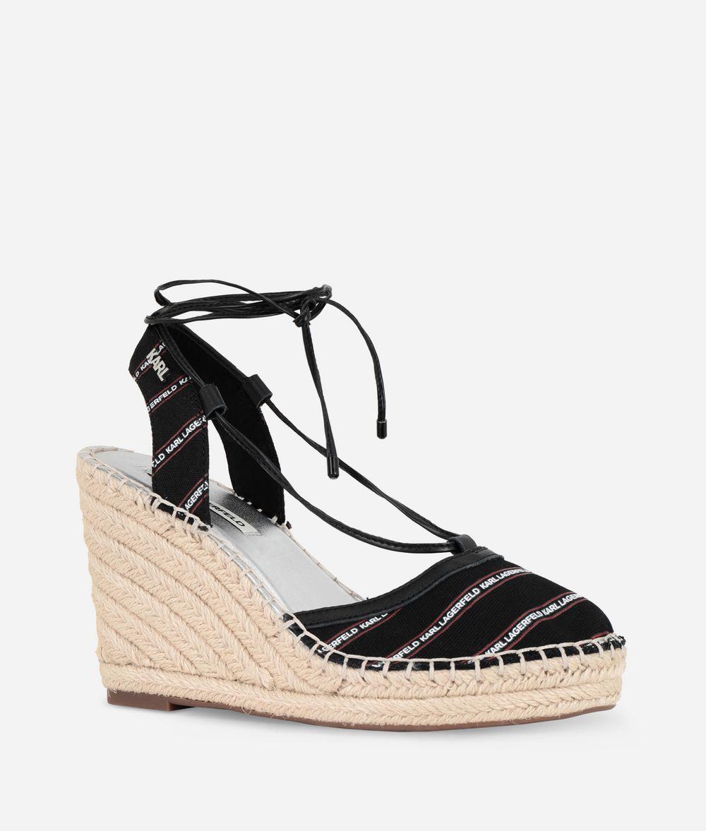 karl lagerfeld paris carin leather espadrille wedge sandals
