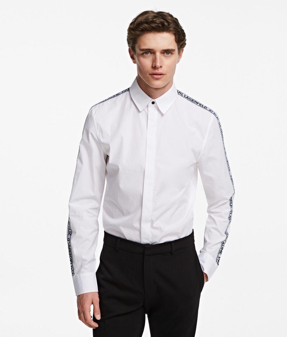 Karl Lagerfeld Cotton Shirt With Logo Tape in White for Men - Lyst