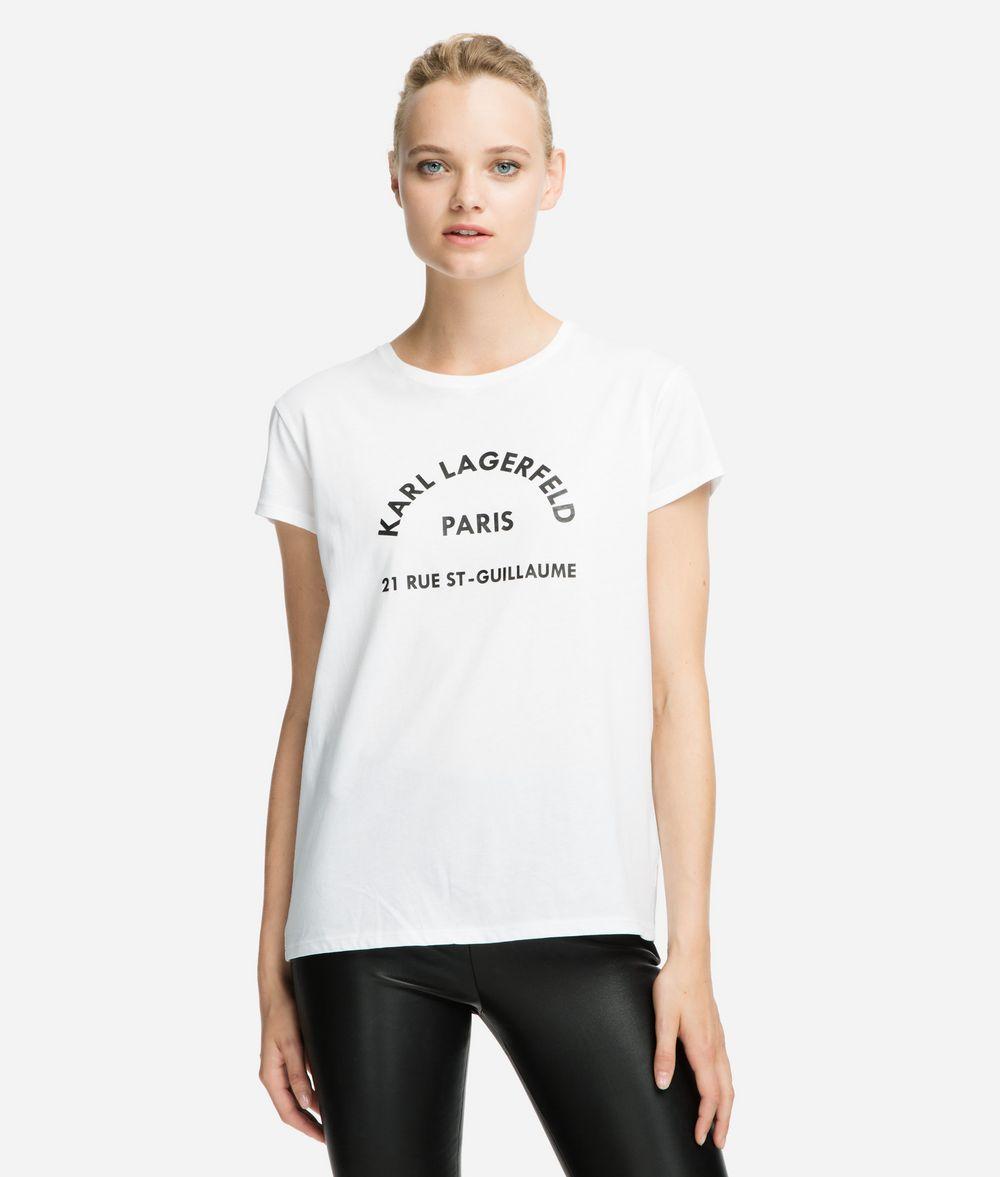 Karl Lagerfeld Cotton Address Logo T-shirt in White - Lyst