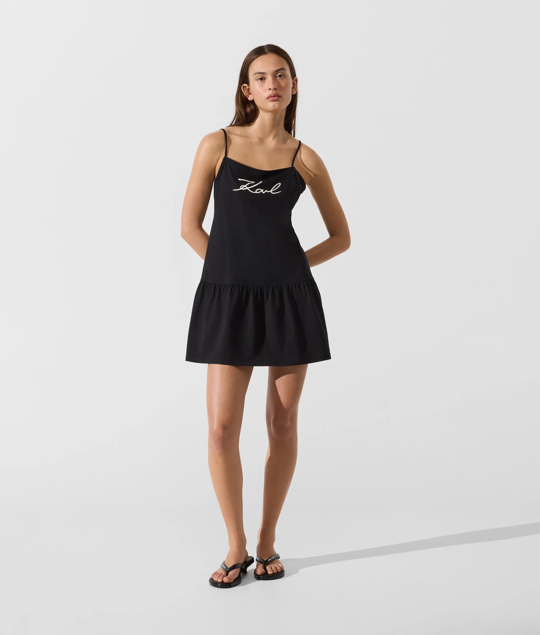 knee length dresses for ladies Tie detail mini dress | Black | Women | KARL LAGERFELD