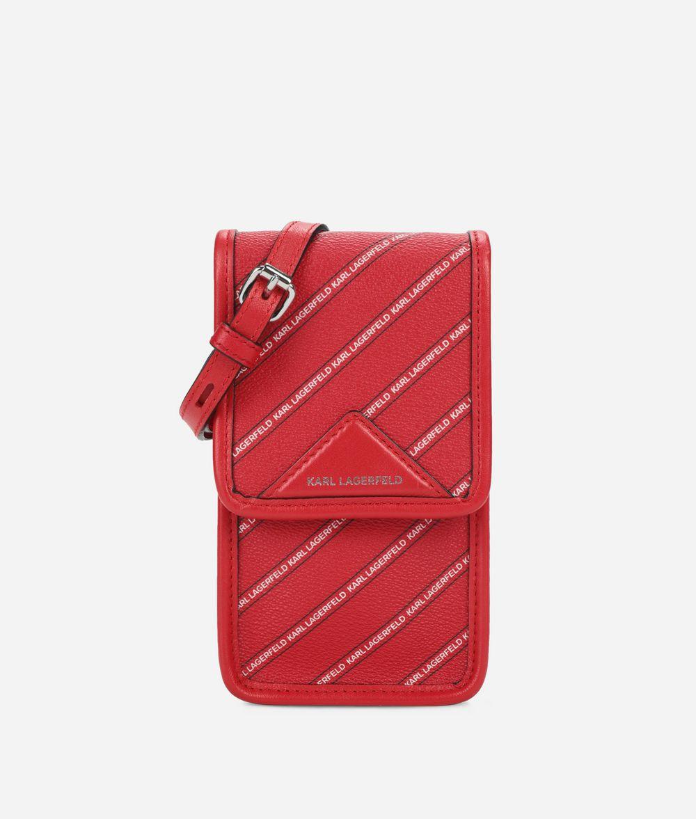 Karl Lagerfeld Leather K/stripe Logo Mini Crossbody Bag in Ruby (Red