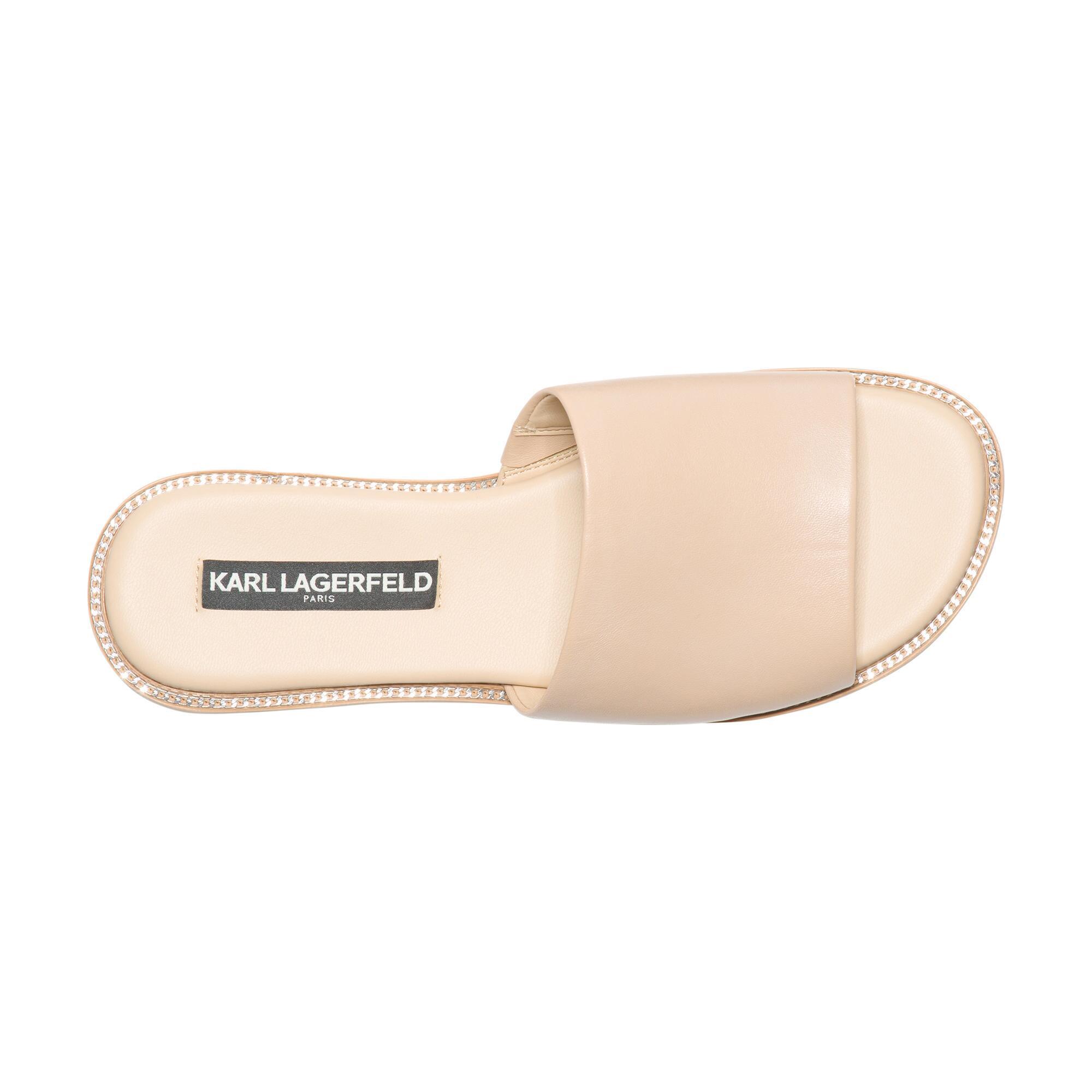 Karl Lagerfeld Gloria Flat Sandal in Natural | Lyst