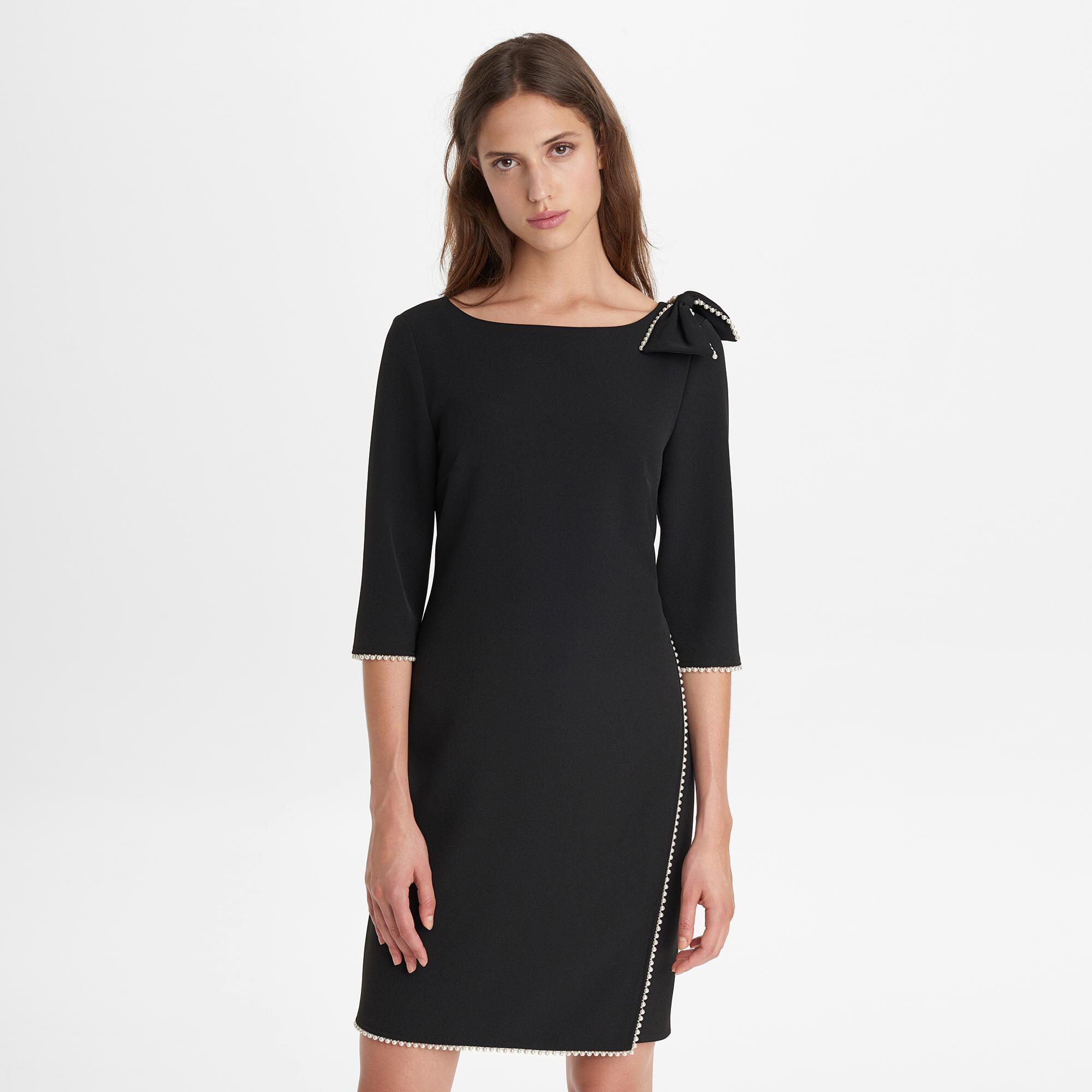 karl lagerfeld black dress with pearls