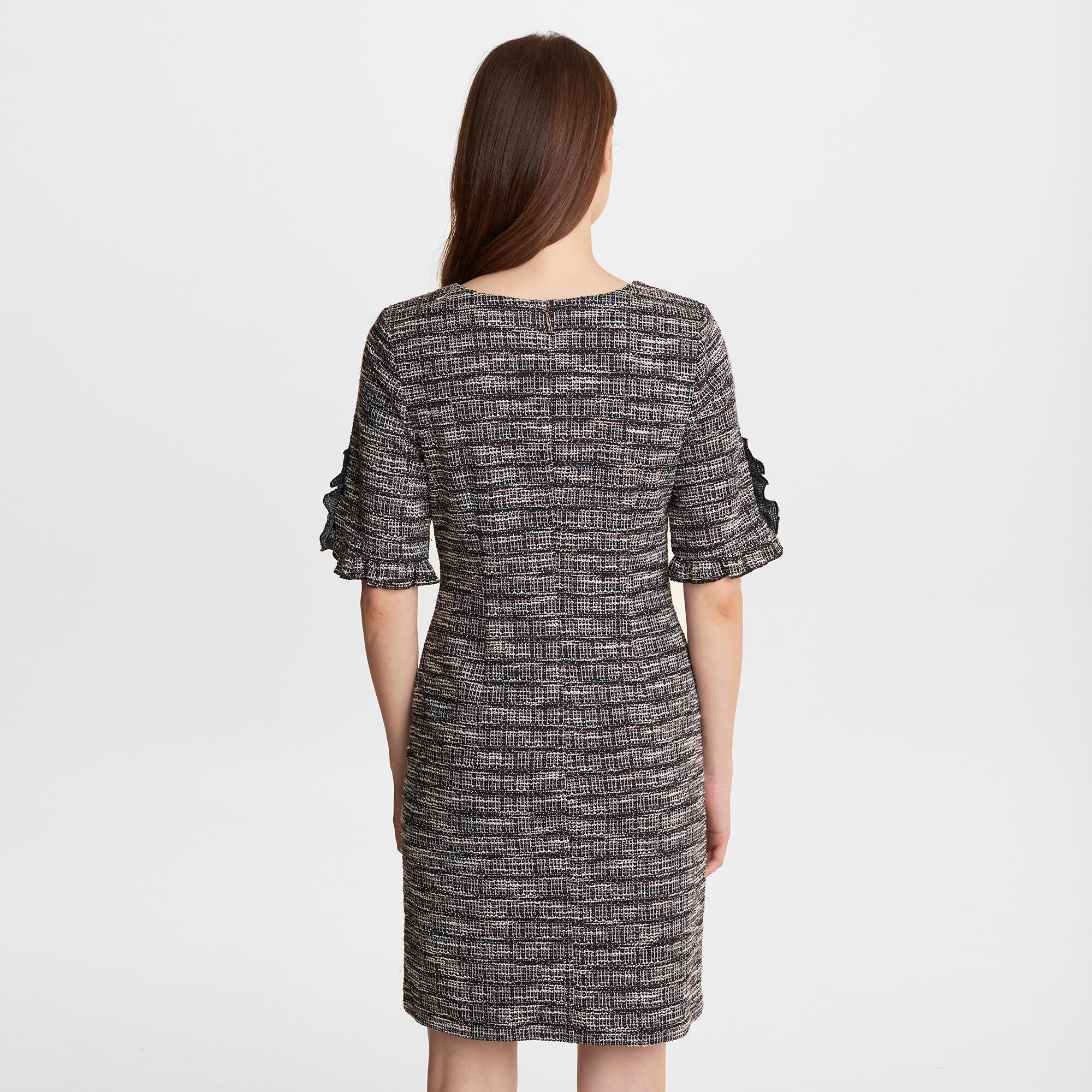 Karl Lagerfeld Ruffle Sleeve Knit Tweed Sheath Dress in Rust (Black) - Lyst