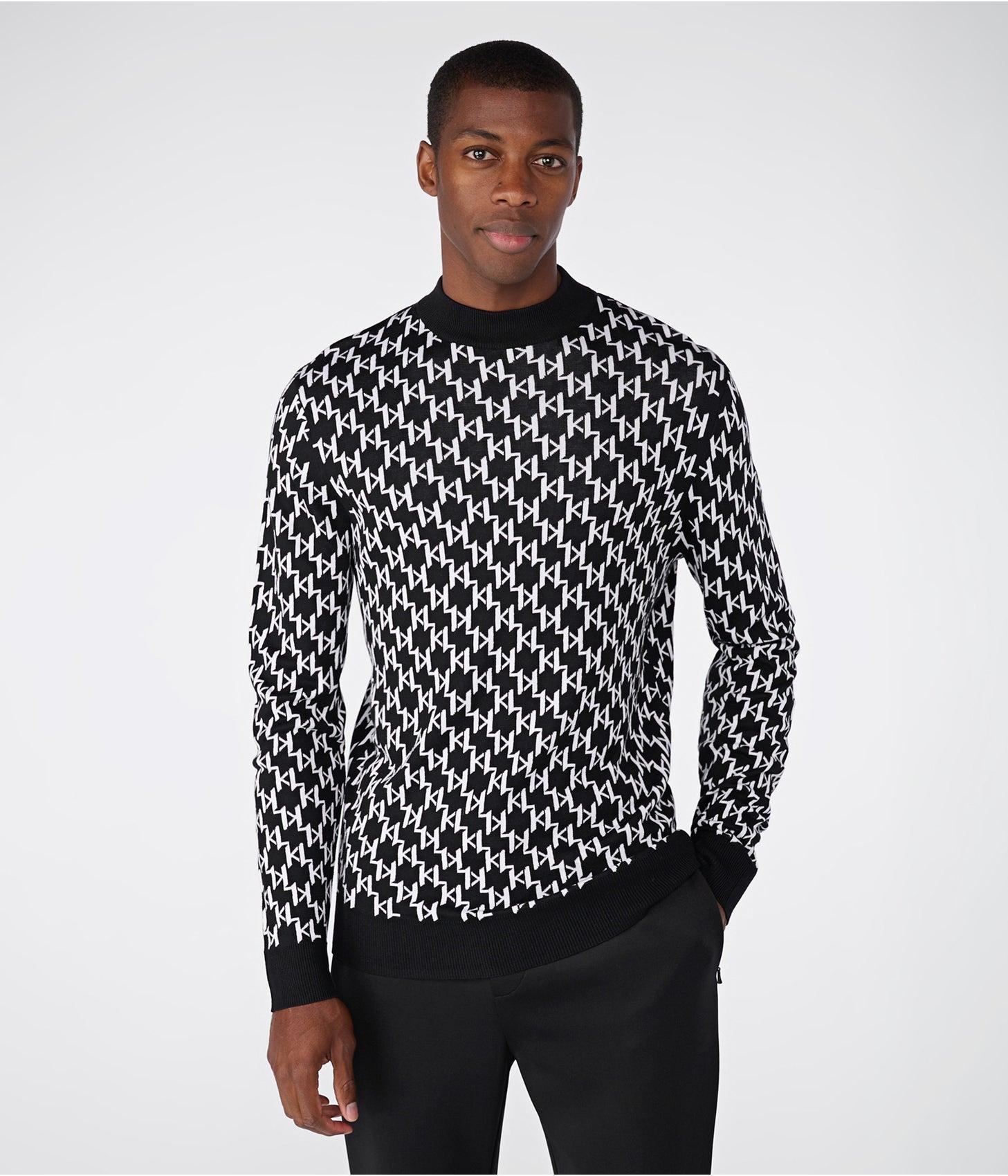 Karl Lagerfeld | Men's All Over Monogram Sweater | Black/white | Size  Medium for Men | Lyst