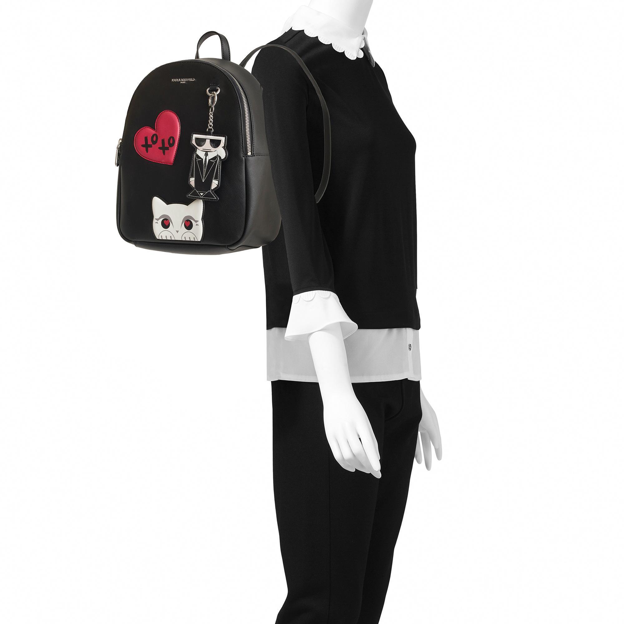 Karl Lagerfeld Adele Patch Backpack in Black