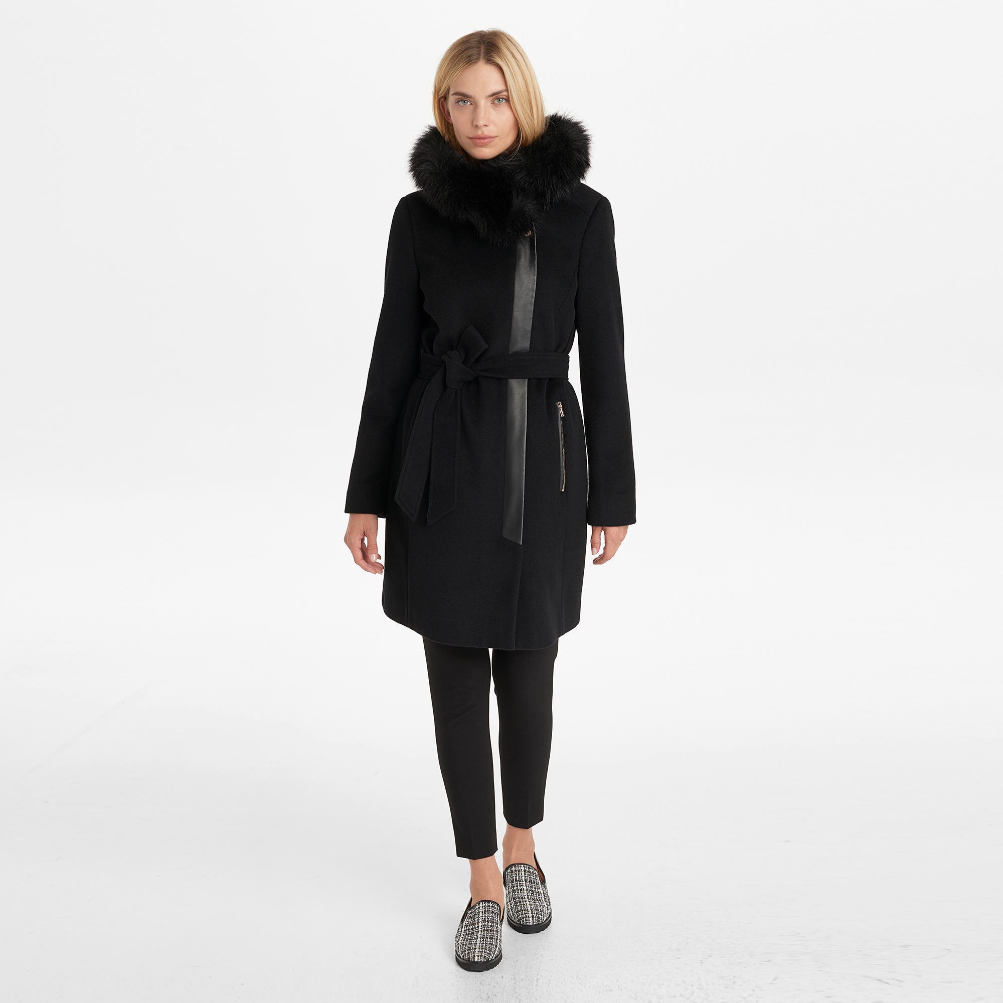 wool coat with fur hood