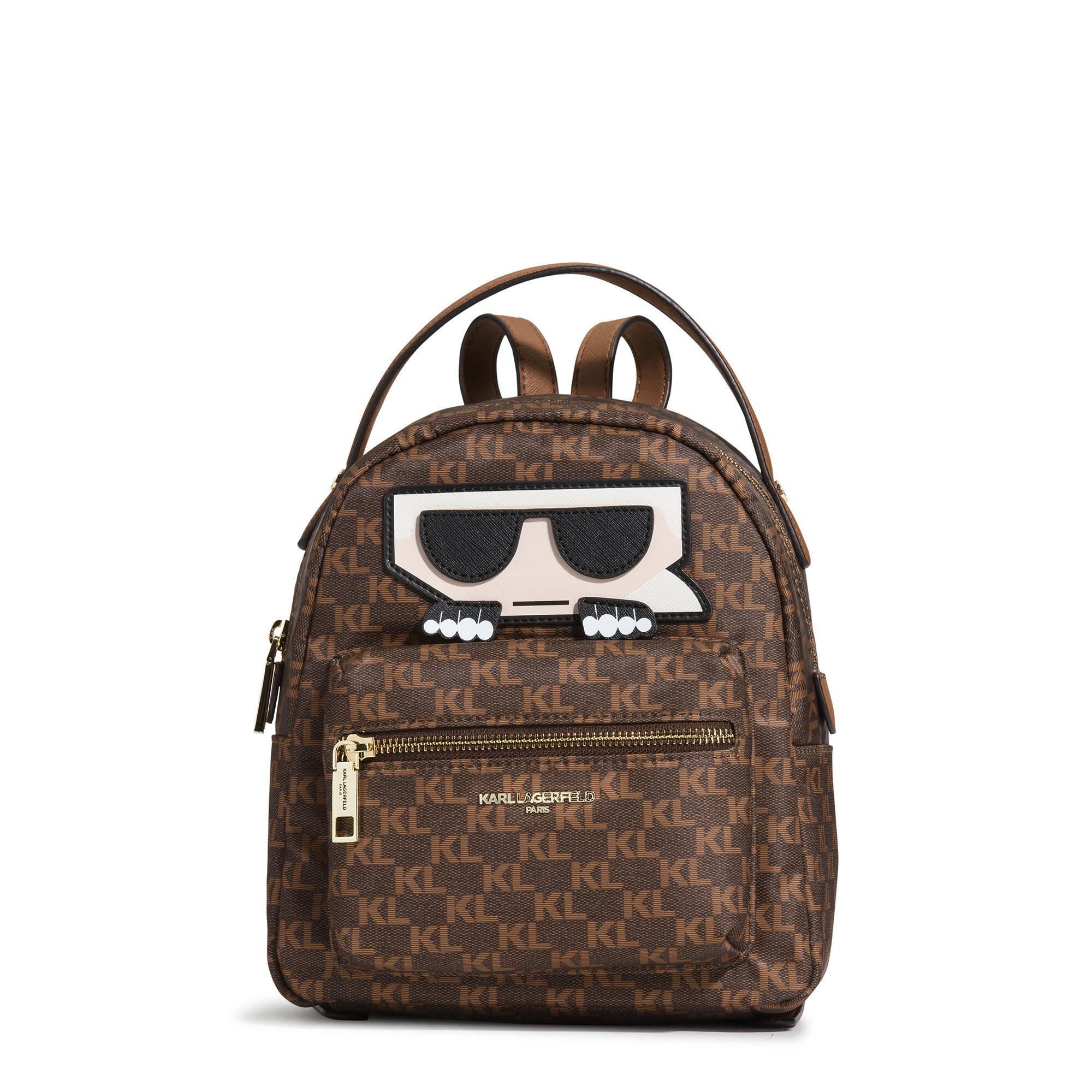 Karl Lagerfeld Logo Zip Backpack in Brown | Lyst