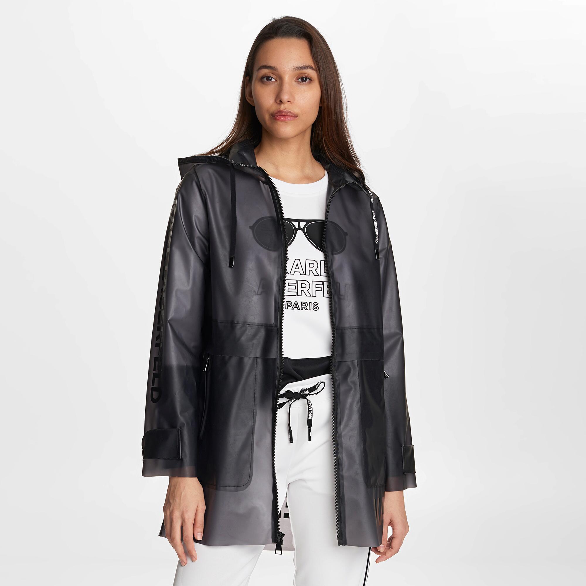 Karl Lagerfeld Transparent Raincoat in Black | Lyst