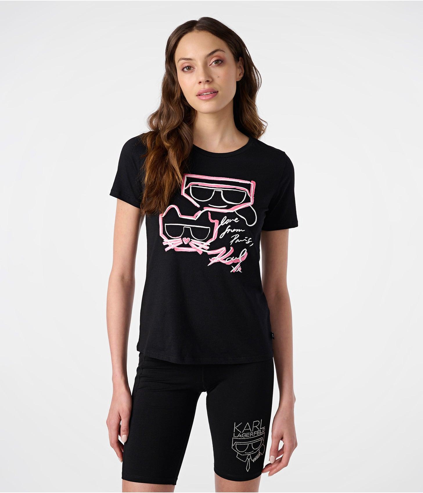 Karl Lagerfeld | Women's Karl And Choupette Outline Logo T-shirt ...