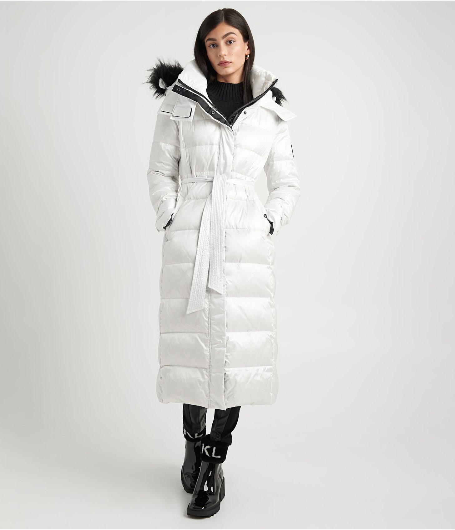 Karl Lagerfeld | Women's Apres Ski Belted Maxi Jacket | White | Size Xs |  Lyst