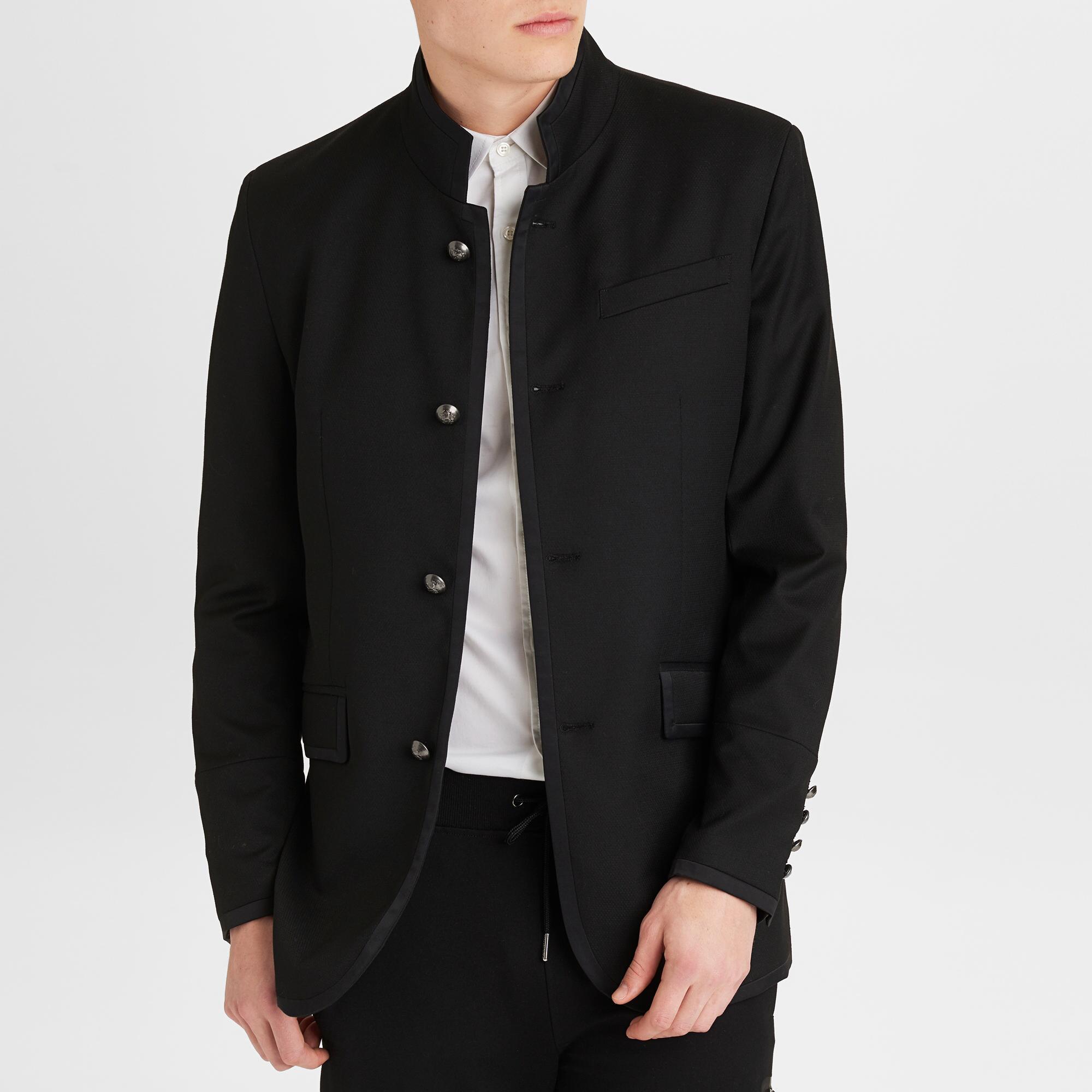 Karl Lagerfeld Military Style Blazer in Black for Men | Lyst