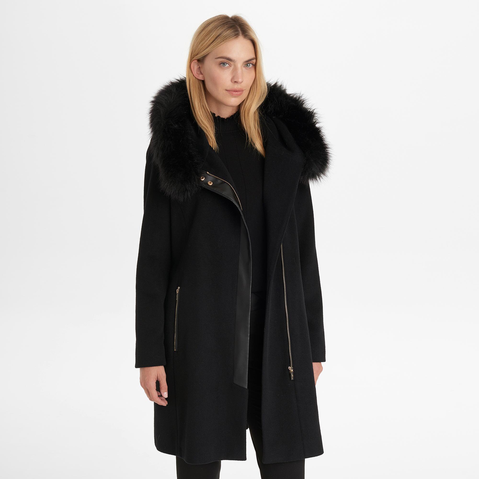 fur hood wool coat