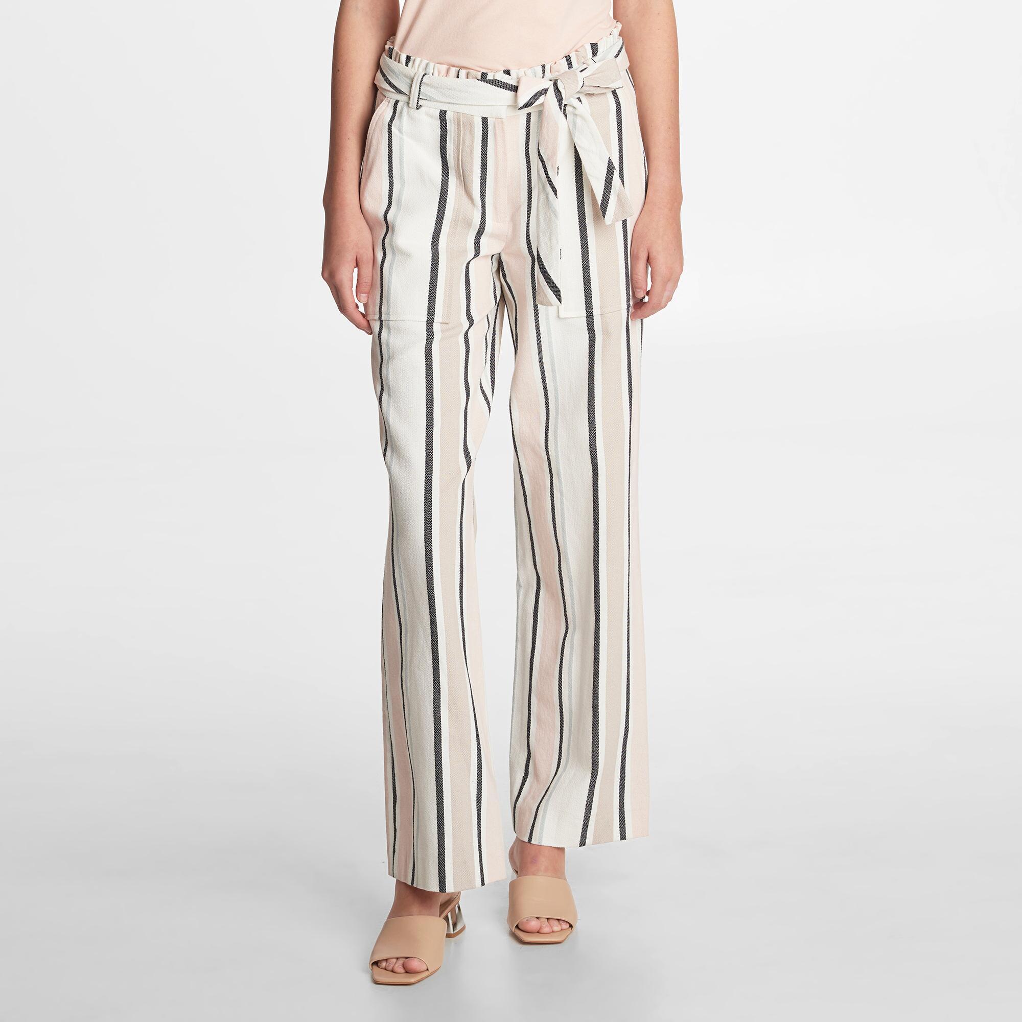 Karl Lagerfeld Stripe Linen Pants in White - Lyst
