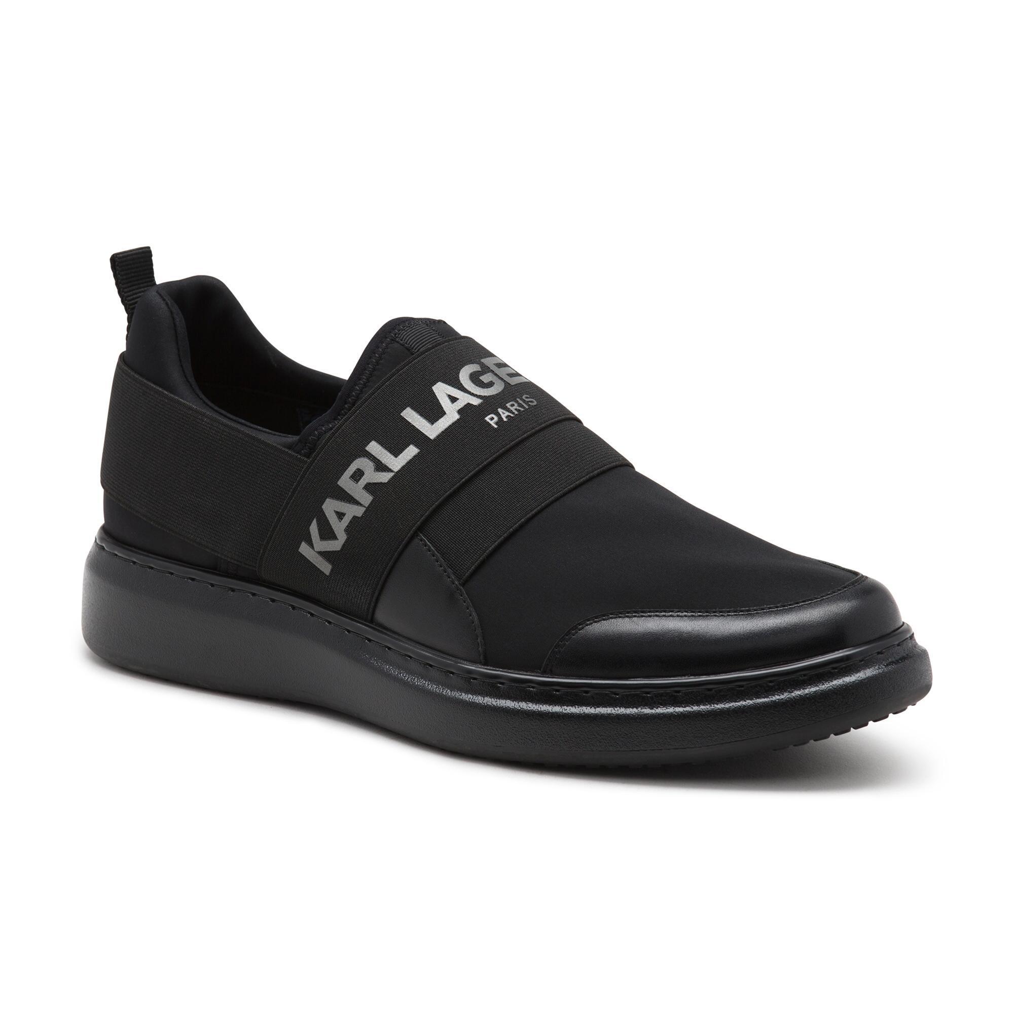 Karl Lagerfeld Black Logo Slip-on Sneakers for Men | Lyst