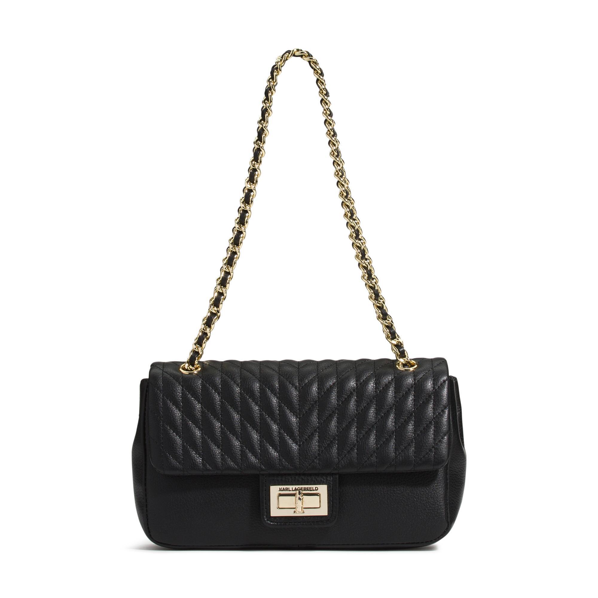 Karl Lagerfeld Leather Agyness Lamb Convertible Demi Bag in Black - Lyst