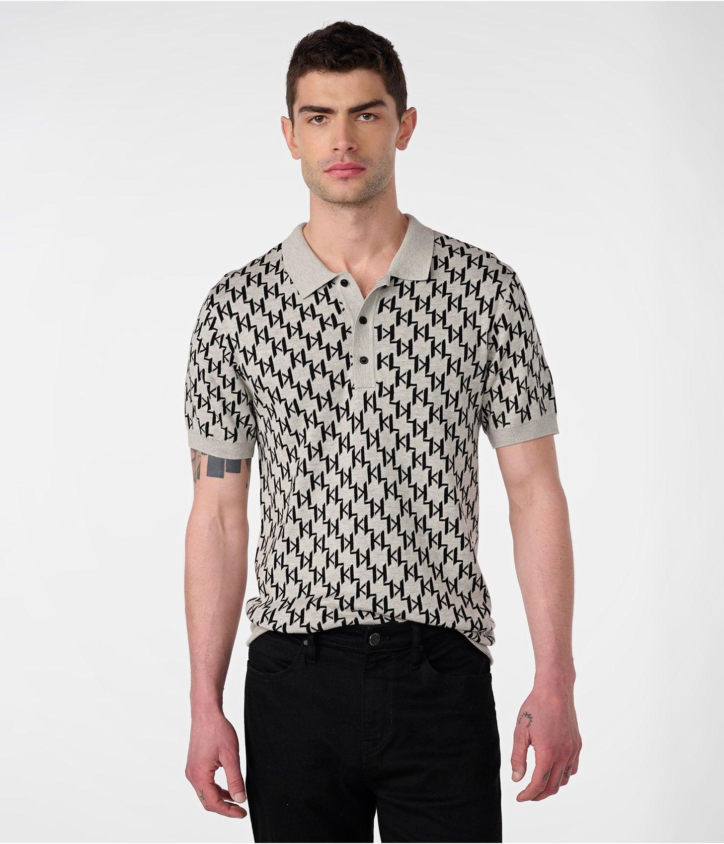 Karl Lagerfeld, Men's All Over Monogram Sweater Polo Shirt