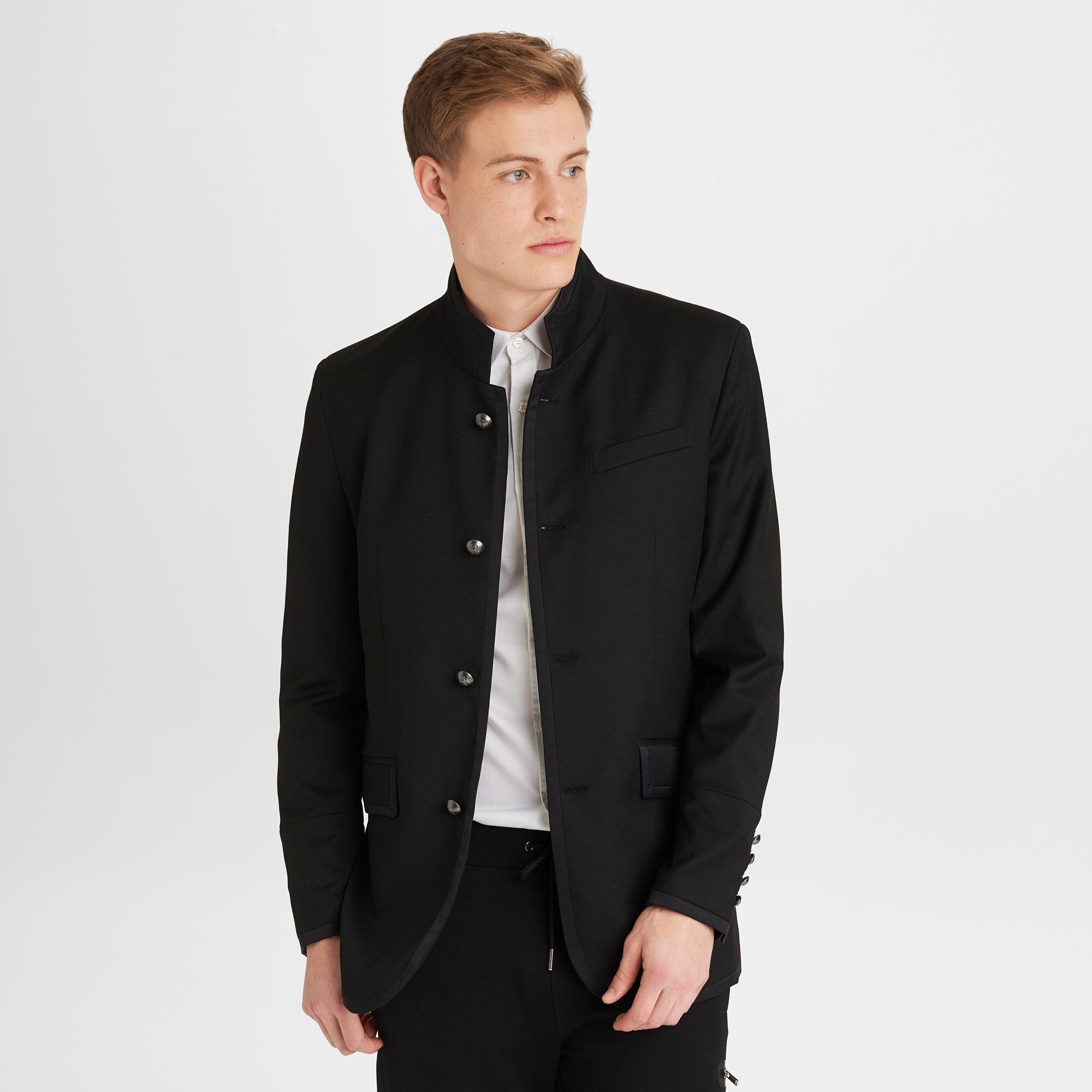 Karl Lagerfeld Synthetic Military Style Blazer in Charcoal (Black) for Men  - Lyst