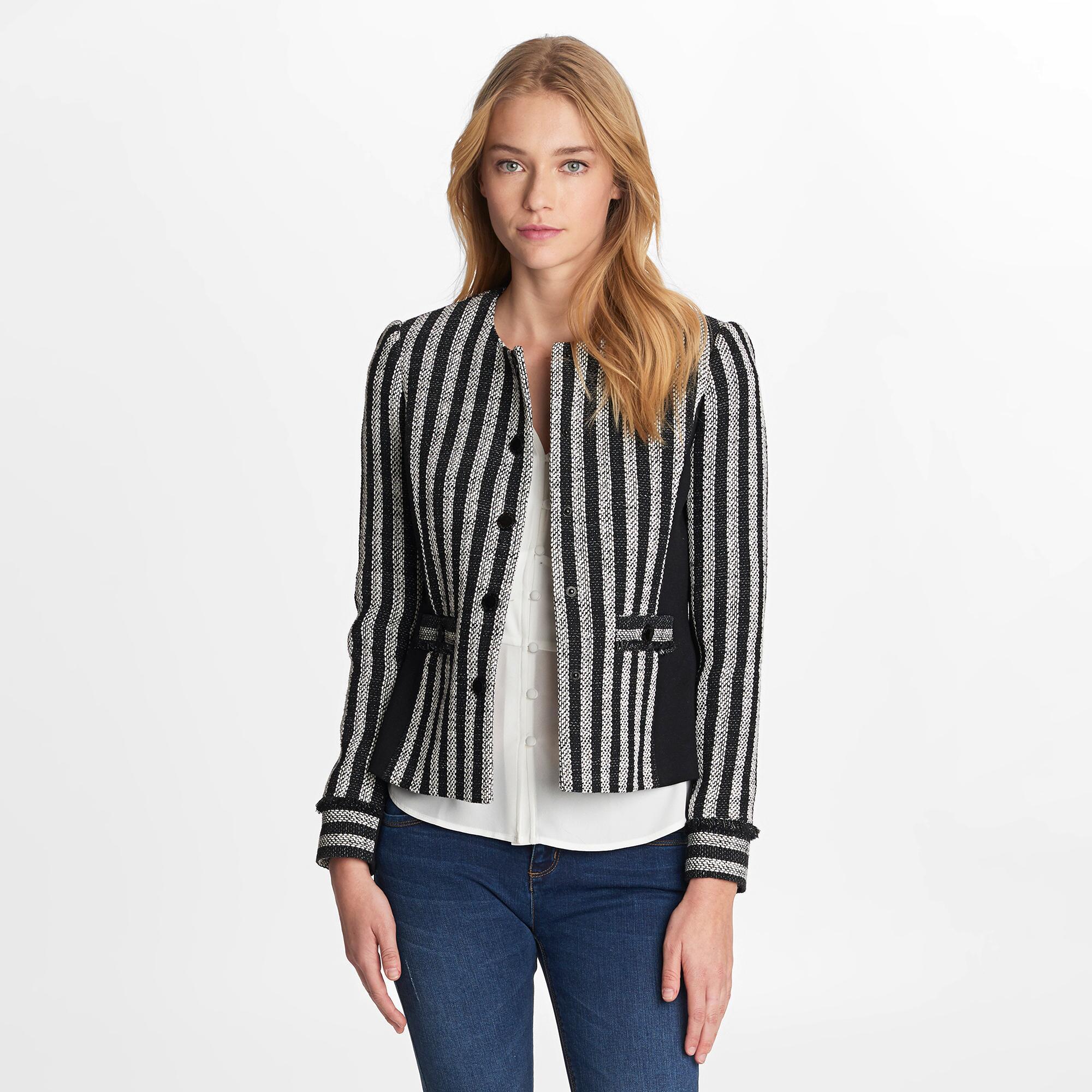 Karl Lagerfeld Stripe Tweed Jacket in Black/White (Black) Lyst