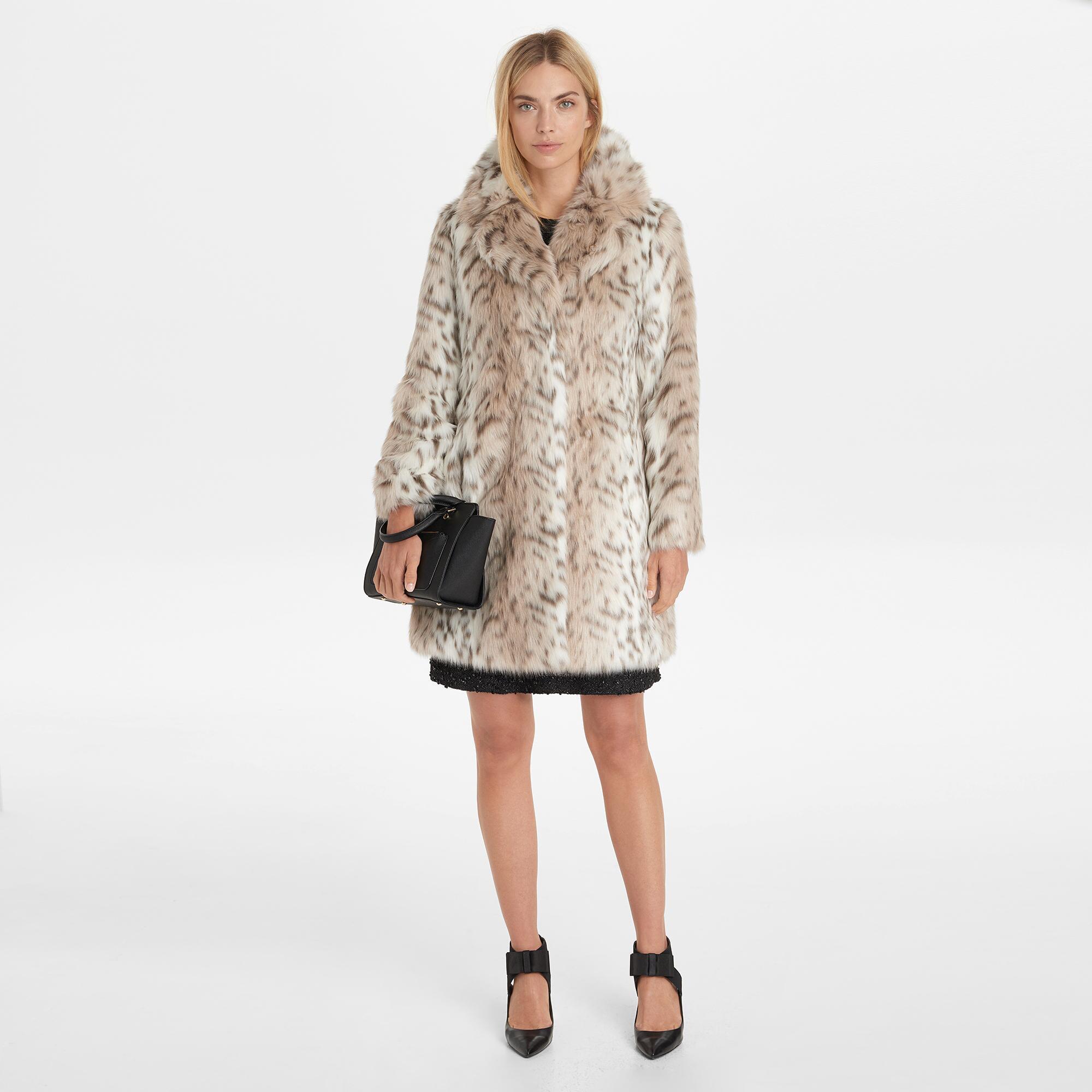 Karl Lagerfeld Paris Snow Leopard Print Faux Fur Coat - Tradingbasis