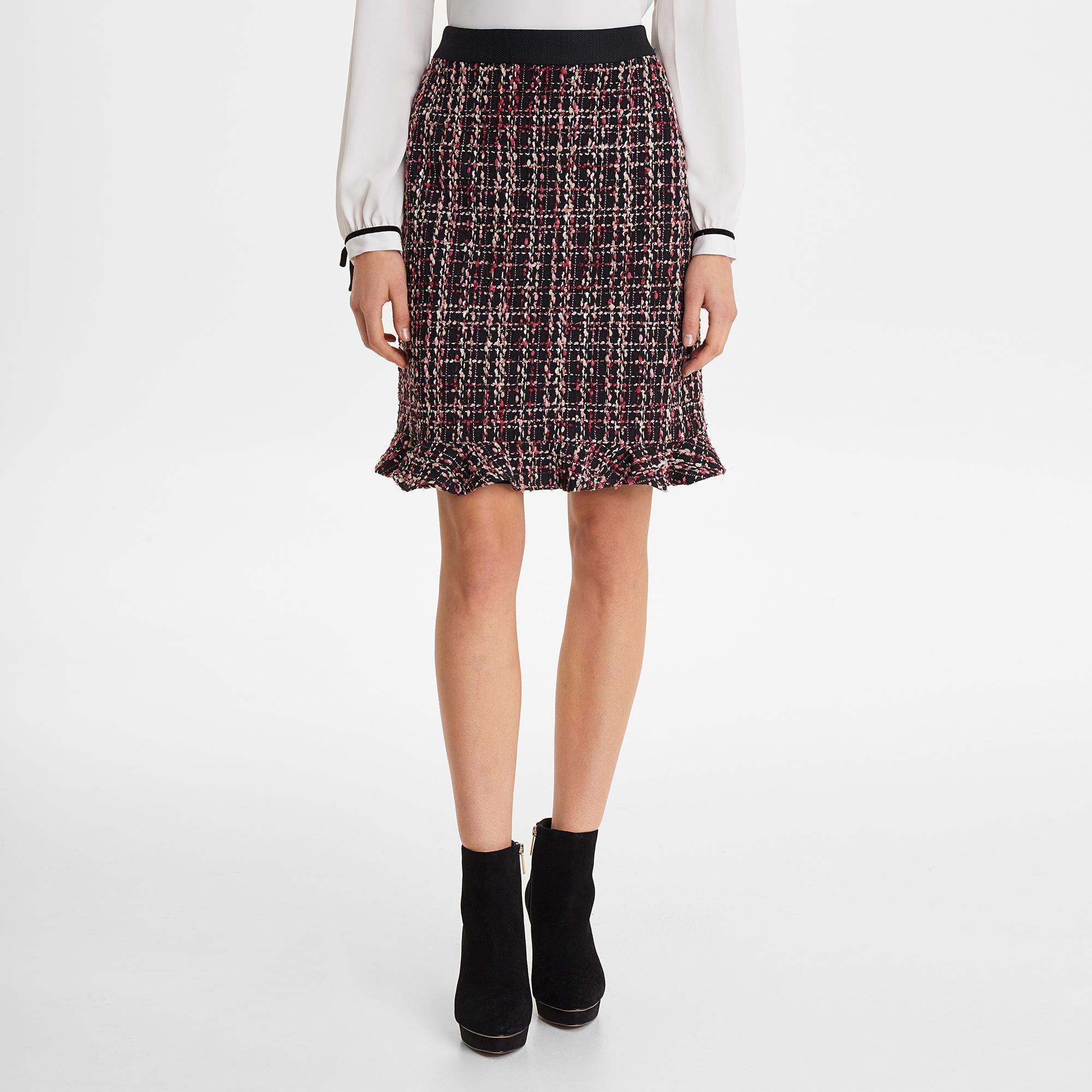 Karl Lagerfeld Ruffle Hem Tweed Skirt in Mauve (Purple) - Lyst